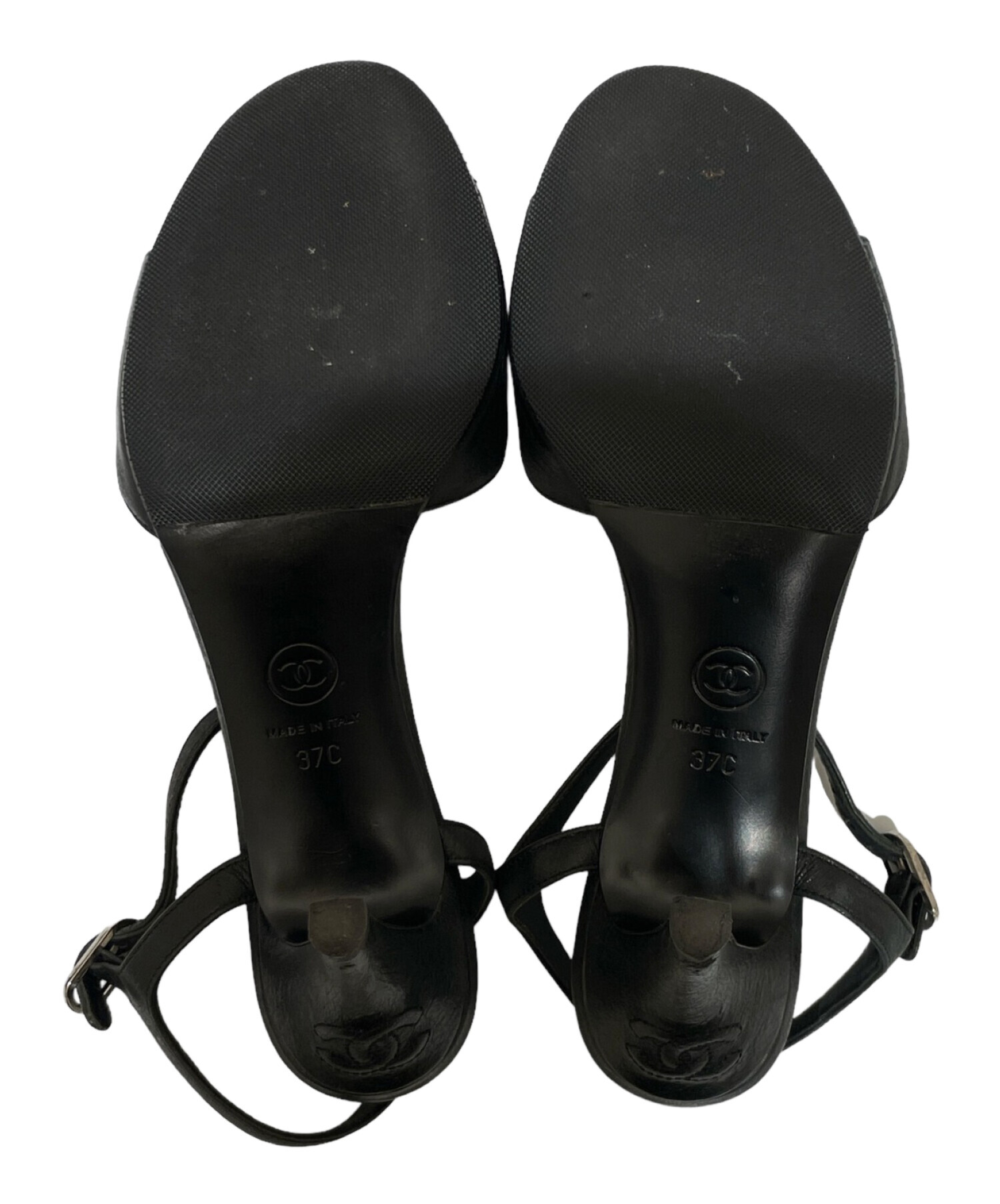 中古・古着通販】CHANEL (シャネル) スタービジューサンダル ブラック