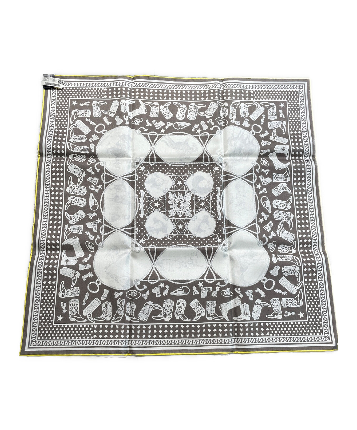 中古・古着通販】HERMES (エルメス) カレ55 グレー×イエロー 未使用品