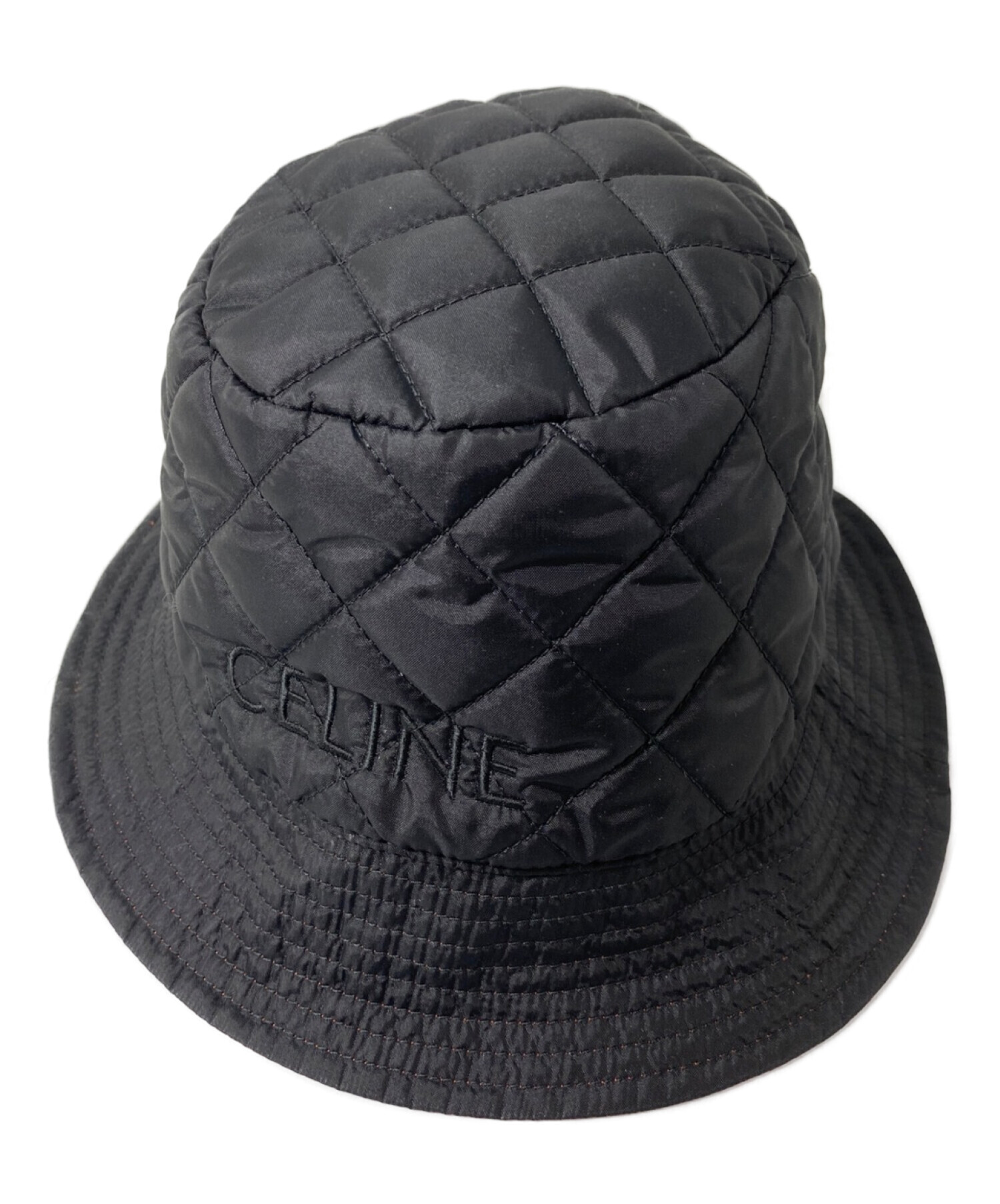 【中古】CELINE ブラック バケットハット L 中古・古着通販】CELINE (セリーヌ) バケットハット ブラック×オレンジ