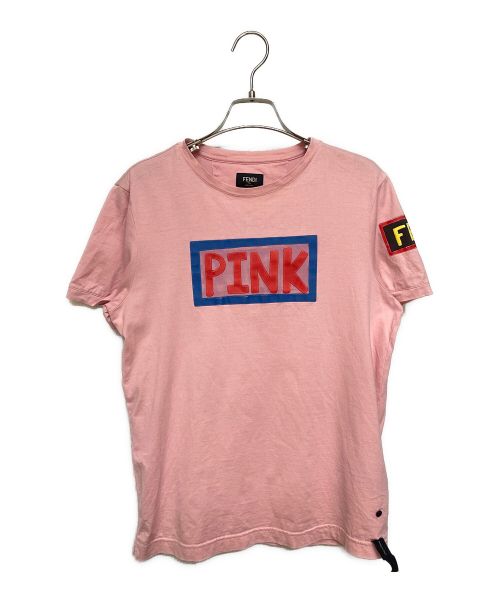 FENDI フェンディ Tシャツ・カットソー S ピンク 【古着】【中古】【送料無料】 中古・古着通販】FENDI (フェンディ) ロゴデザインTシャツ ピンク
