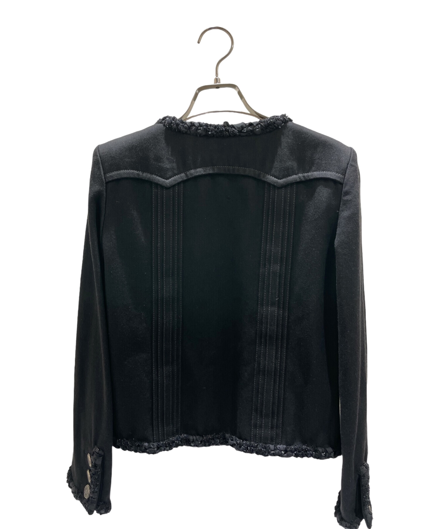 中古・古着通販】CHANEL (シャネル) ノーカラージャケット ブラック