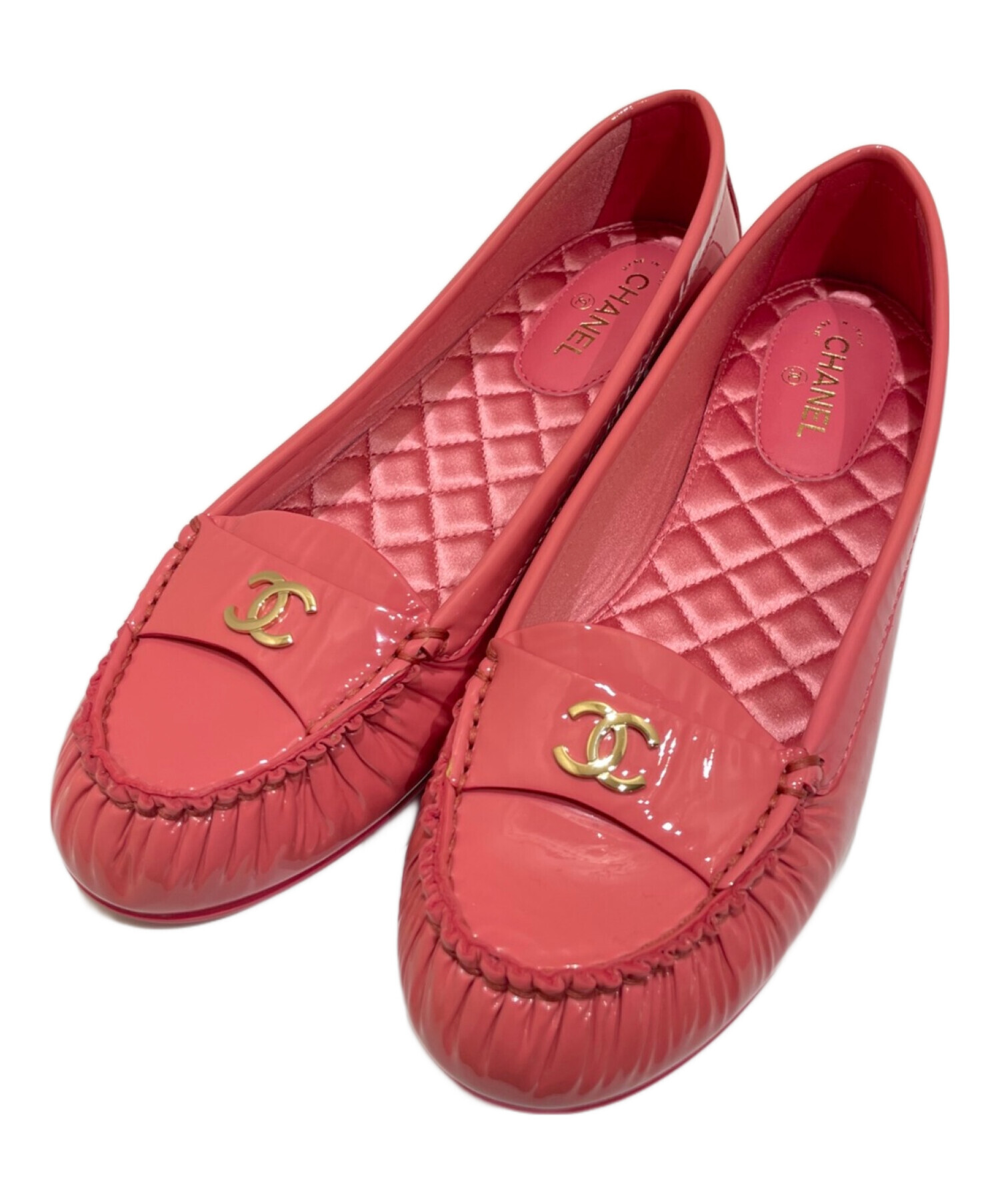 シャネル パテント ココマーク ローファー ピンク