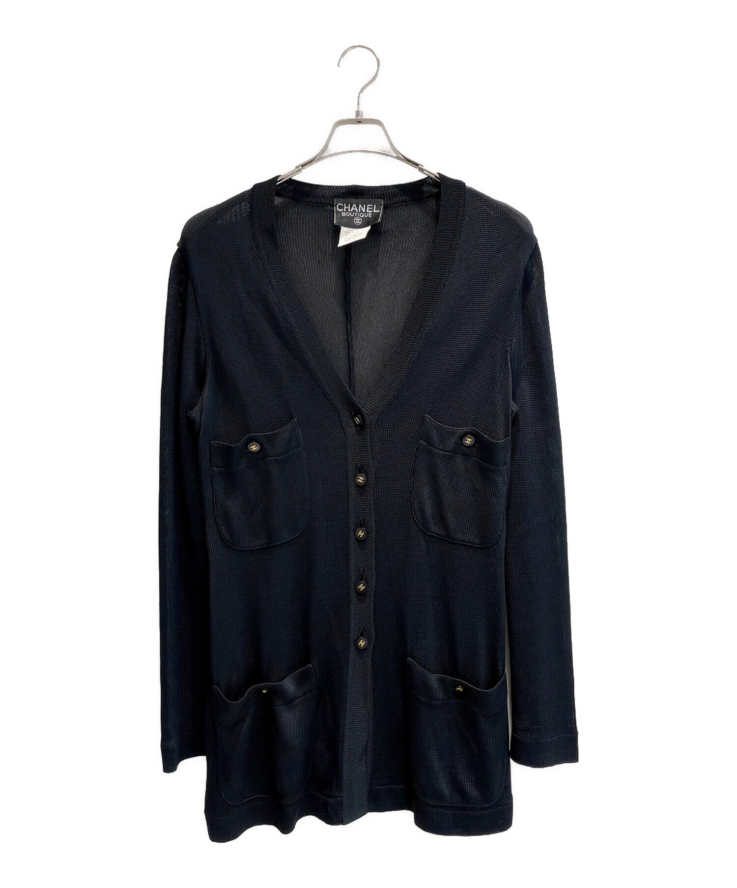 中古・古着通販】CHANEL (シャネル) Vネックカーディガン ブラック 