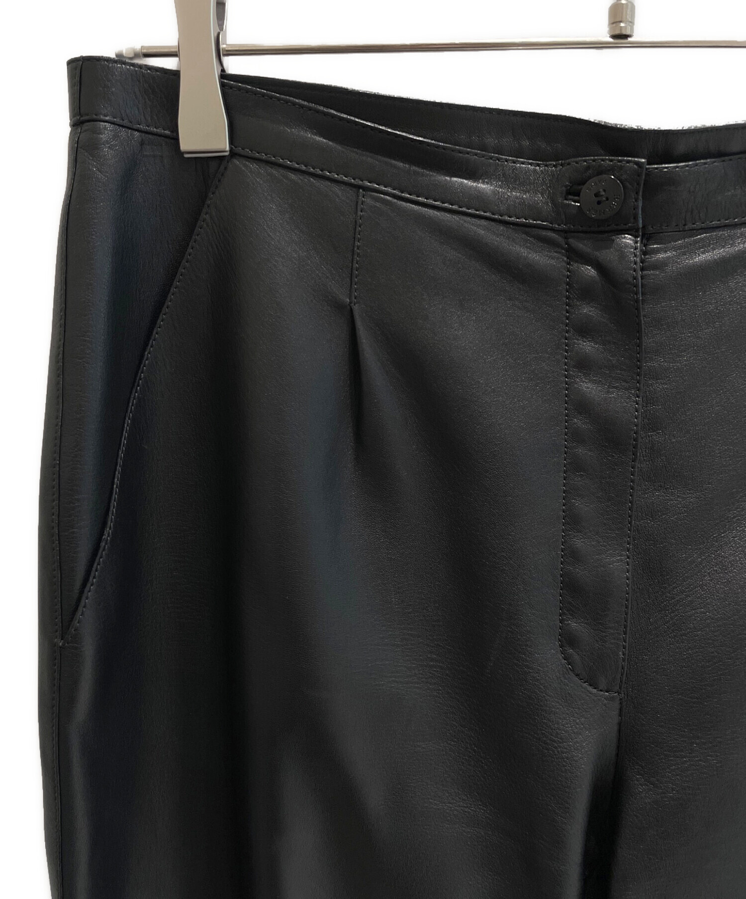 Hermes エルメス　ブラックレザーパンツ 中古・古着通販】HERMES (エルメス) レザーパンツ ブラック サイズ:40