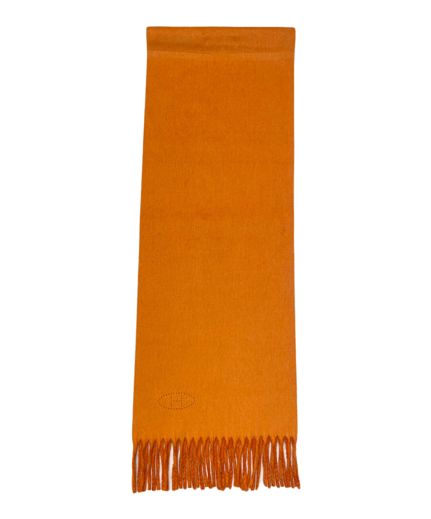 使用感無！　HERMES エルメス　カシミヤ　ストール　オレンジ　ロゴ 中古・古着通販】HERMES (エルメス) カシミヤストール オレンジ