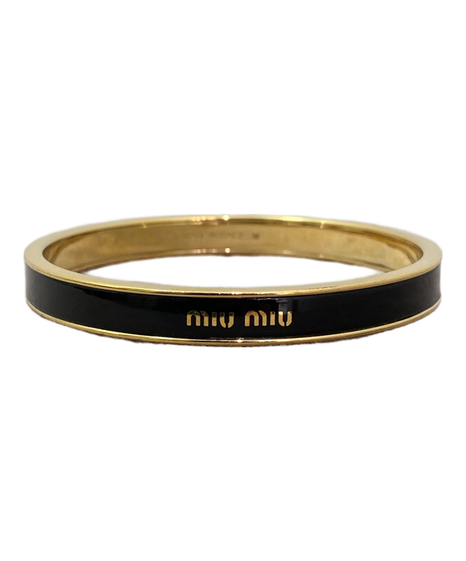 中古・古着通販】MIU MIU (ミュウミュウ) メタルロゴバングル ブラック 