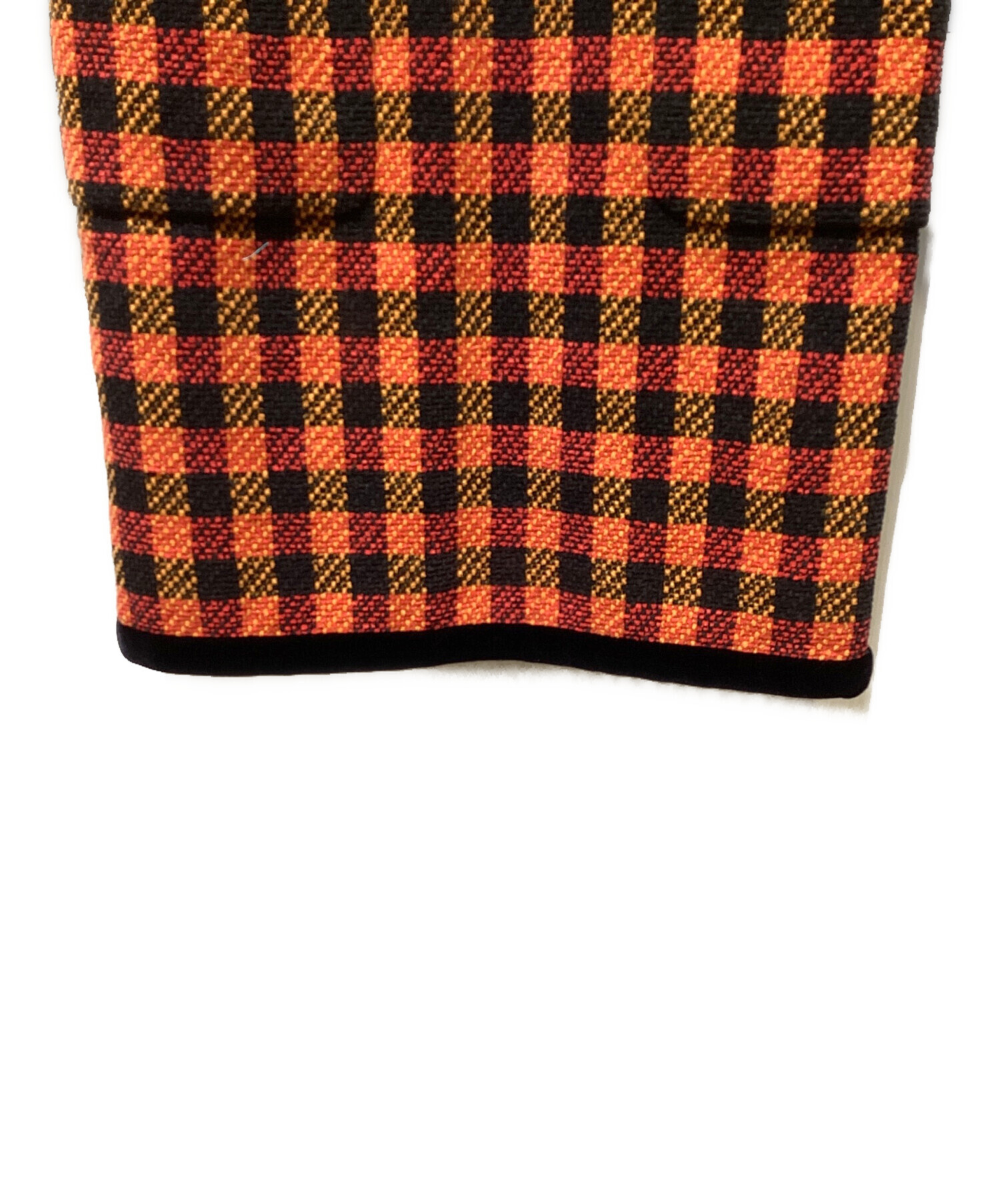 CHANEL シャネル ツイードワンピース チェック柄 ベロアボタン 中古・古着通販】CHANEL BOUTIQUE (シャネル ブティック) 4ポケット