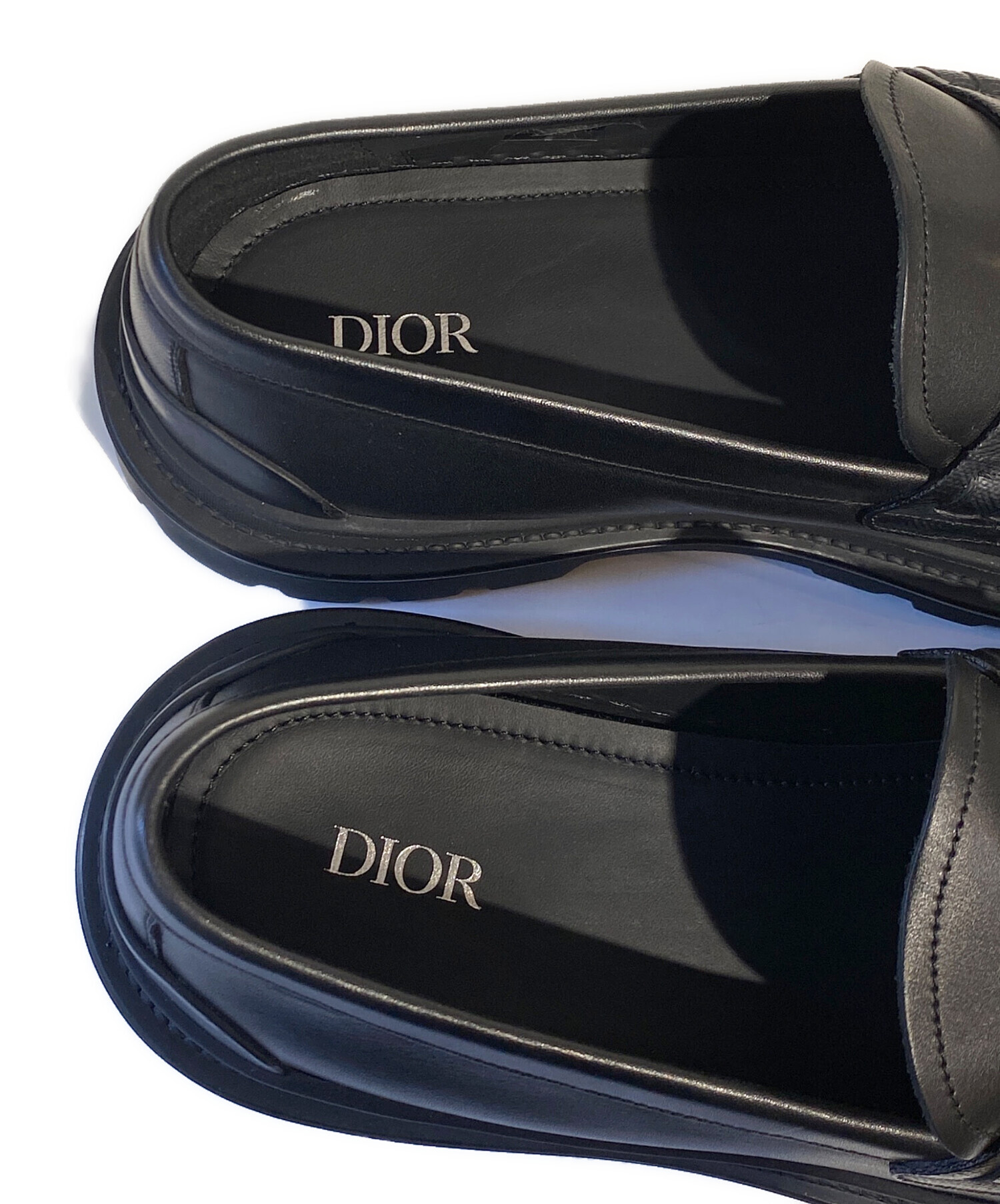 Dior ディオール ブラックローファー DIOR 【未使用】CHRISTIAN エクスプローラー レザー 黒 ブラック ローファー CD 靴