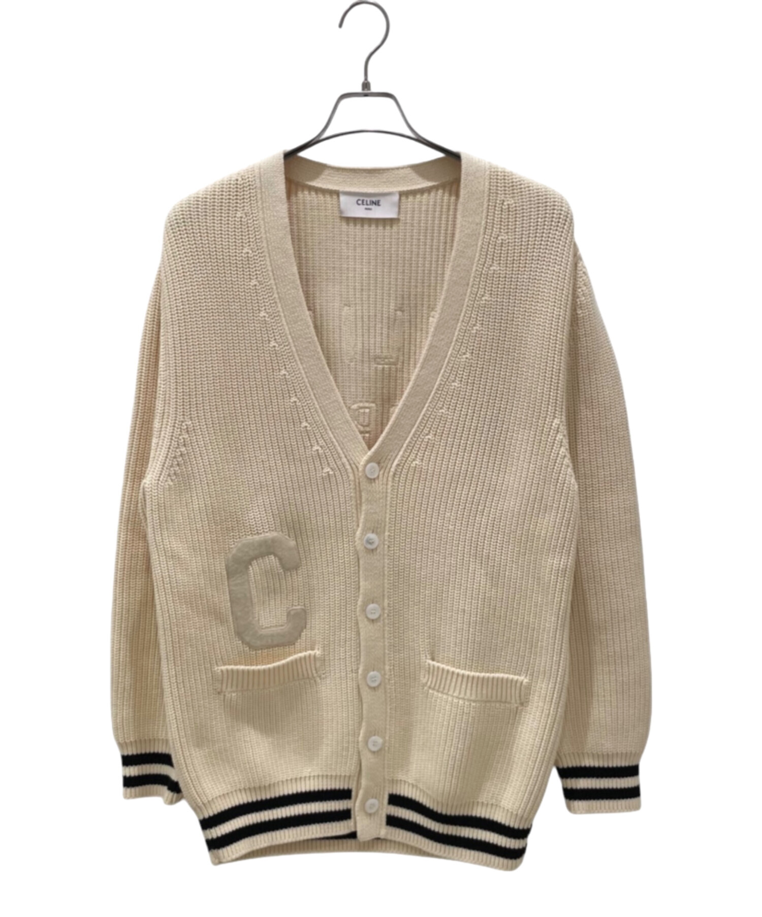 CELINE セリーヌ カーディガン S CELINE - CELINE セリーヌ カーディガン S 黒x茶x緑(総柄