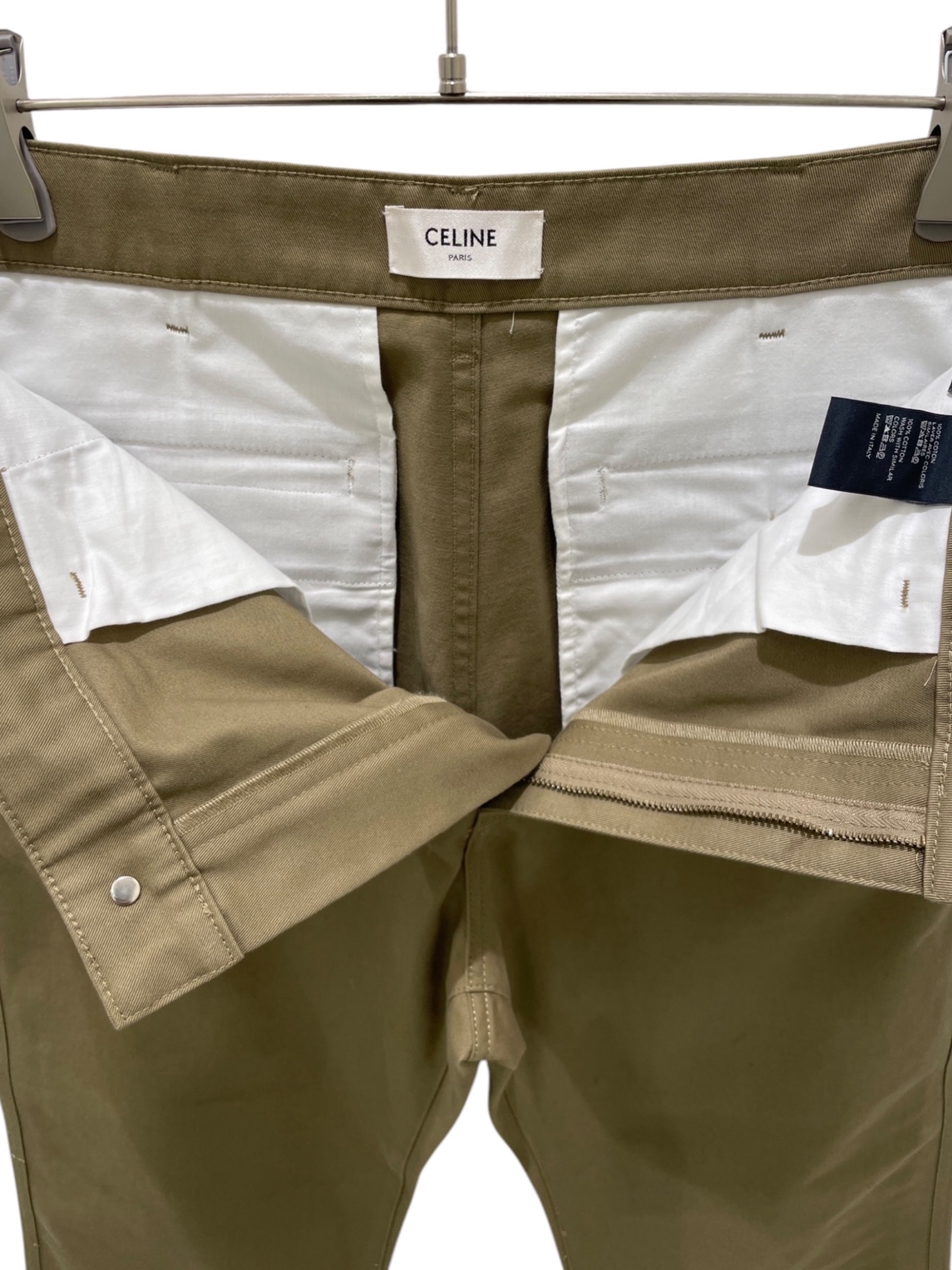 10月限定値下げセールCELINE チノパンツ ベージュ コットン 27インチ 中古・古着通販】CELINE (セリーヌ) コットン ストレートパンツ