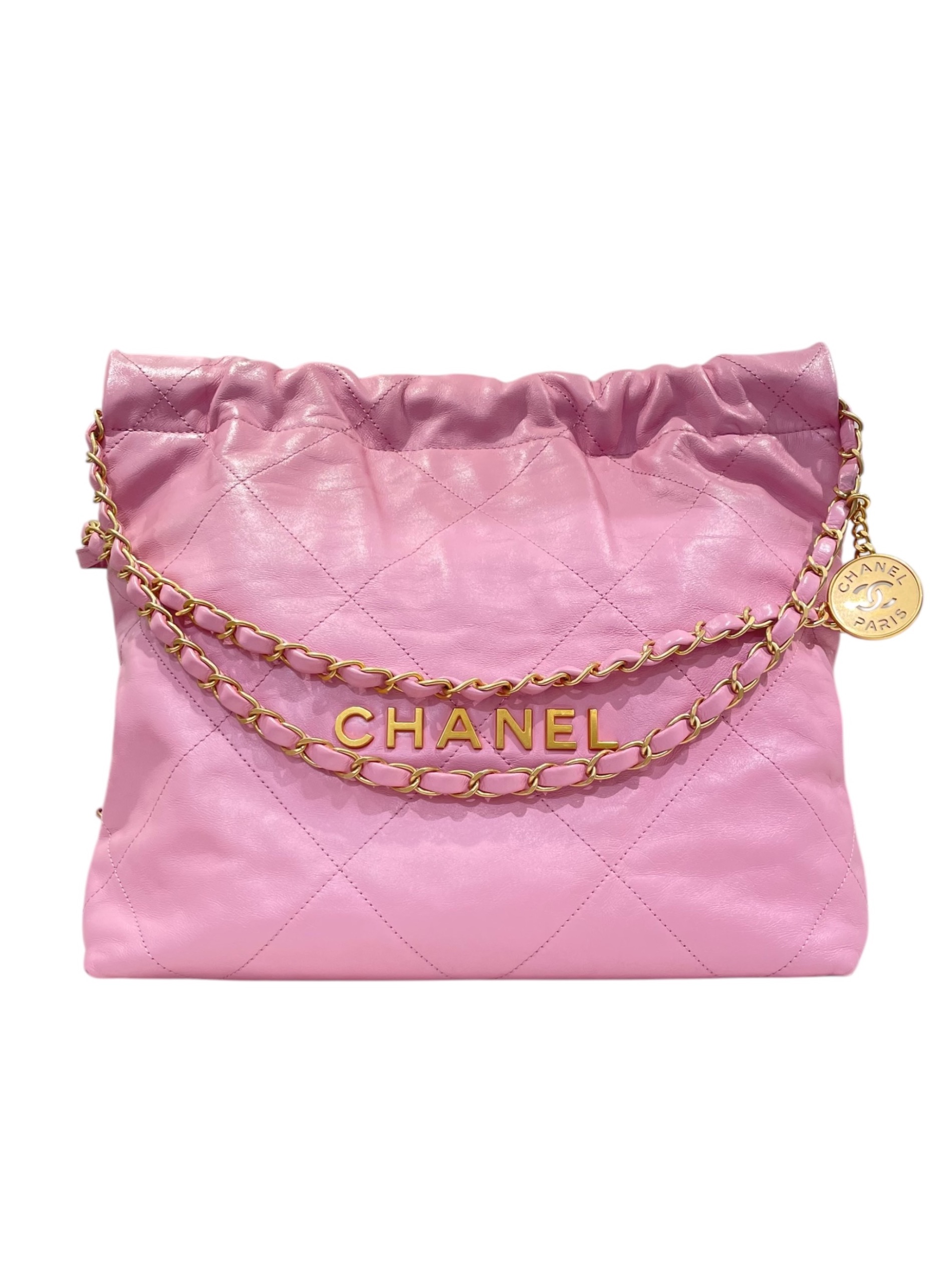 中古・古着通販】CHANEL (シャネル) シャネル22 ピンク×ゴールド金具 