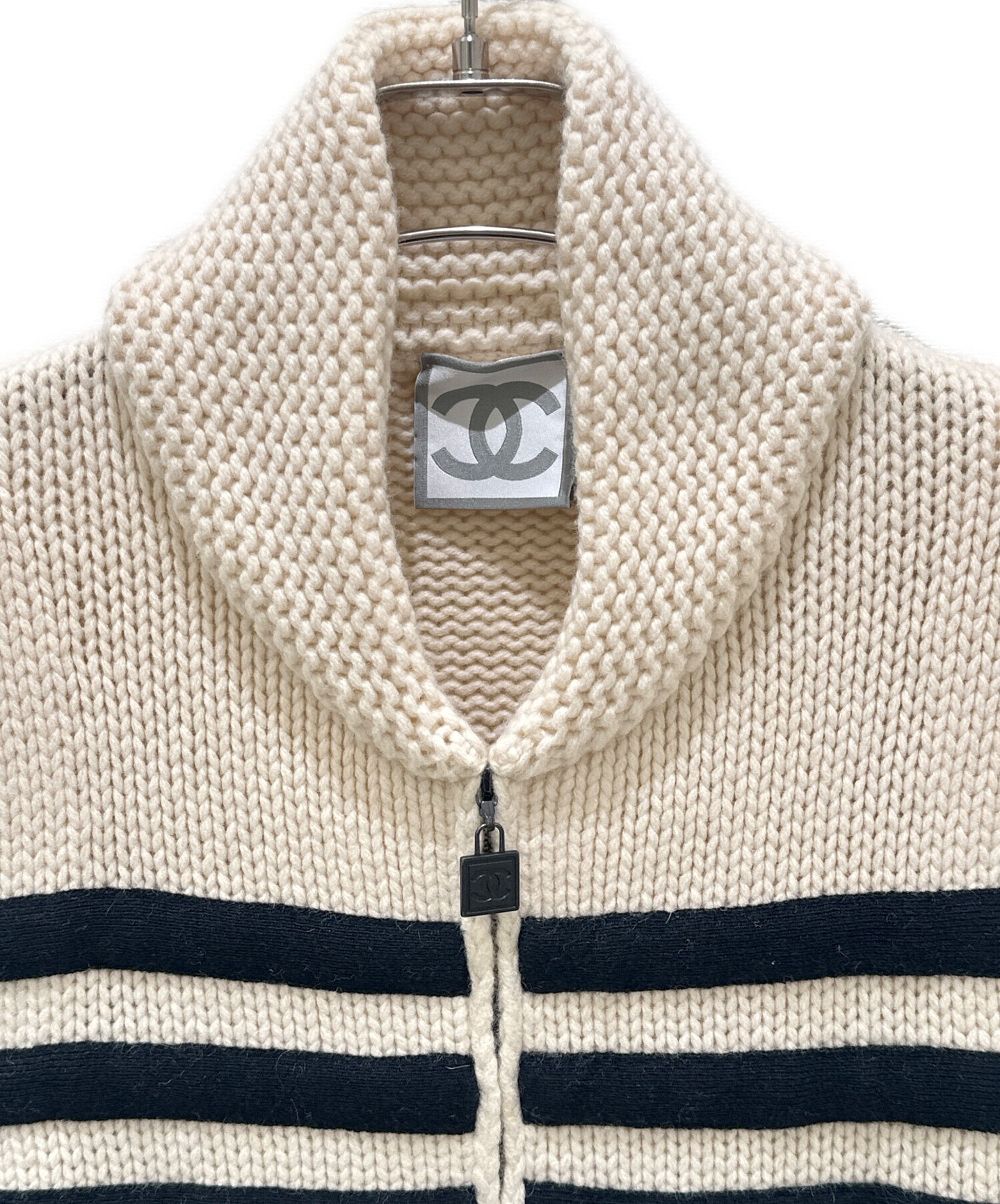 中古・古着通販】CHANEL (シャネル) ジップアップニット アイボリー 