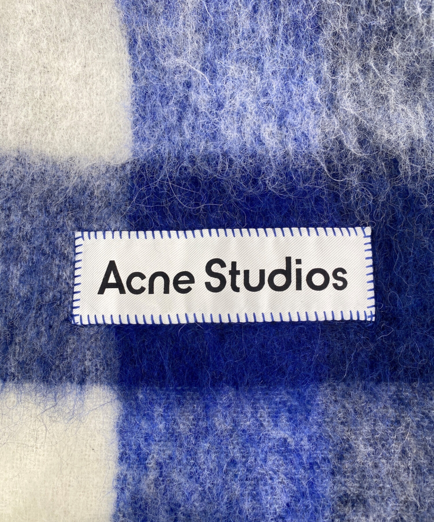 ラスト1点　ブルー　Acne Studios モヘアチェックスカーフ　マフラー Acne Studios - Mohair checked scarf - Light Blue/White/Powder Blue