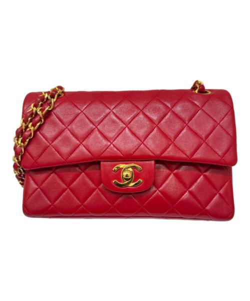 VINTAGE CHANEL 大判シルクスカーフ マトラッセ フラップバッグ 赤 VINTAGE CHANEL 大判シルクスカーフ マトラッセ フラップバッグ 赤
