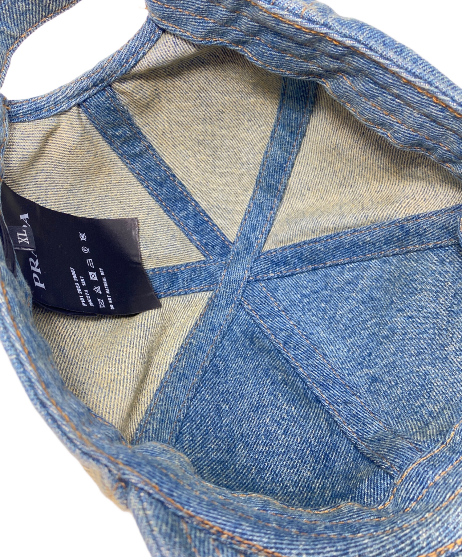 中古・古着通販】PRADA (プラダ) デニムベースボールキャップ ブラック 