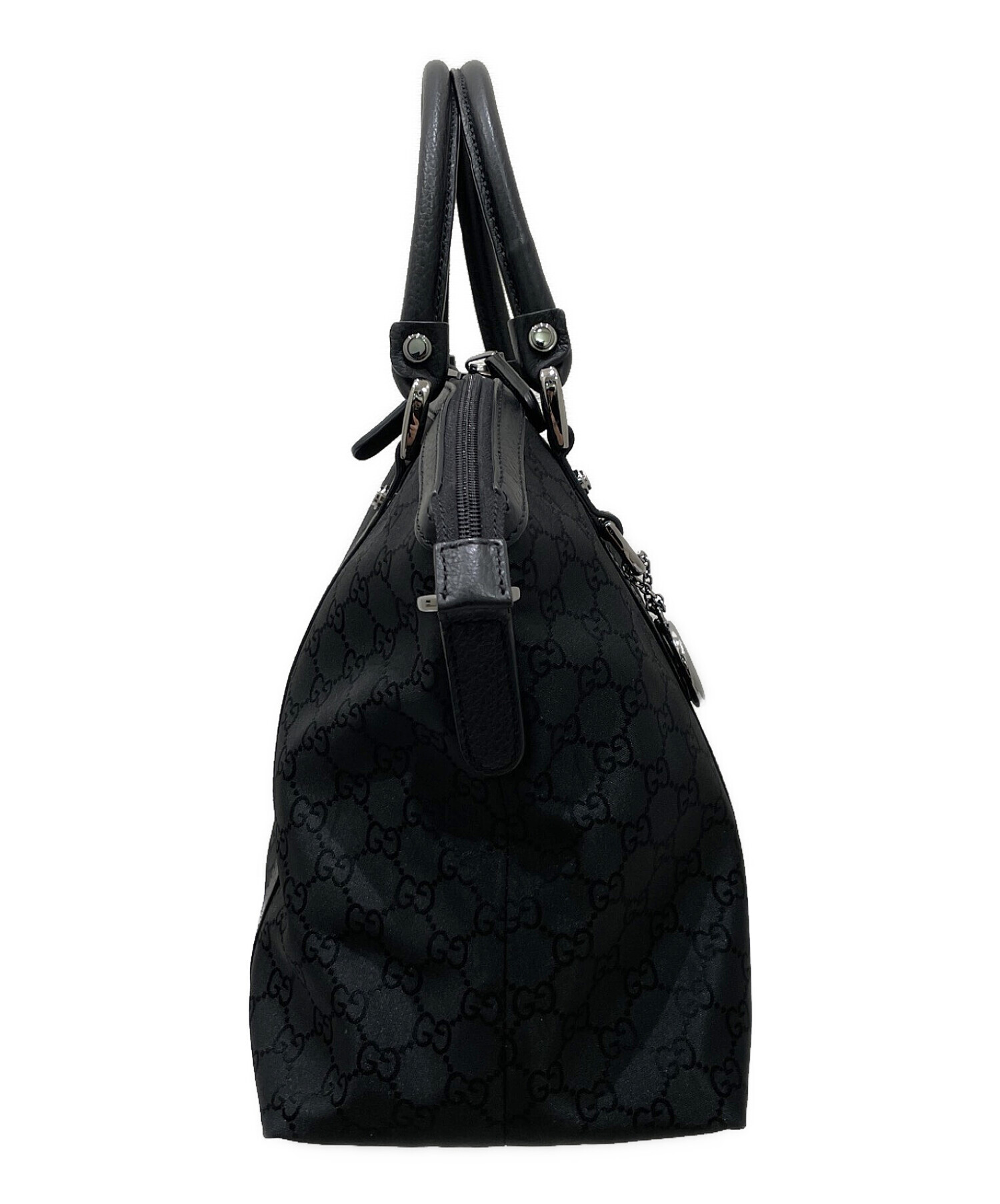 GUCCI グッチ ハンドバッグ GGキャンバス ブラック ダブルポケット 中古・古着通販】GUCCI (グッチ) GGキャンバス 2WAYバッグ ブラック