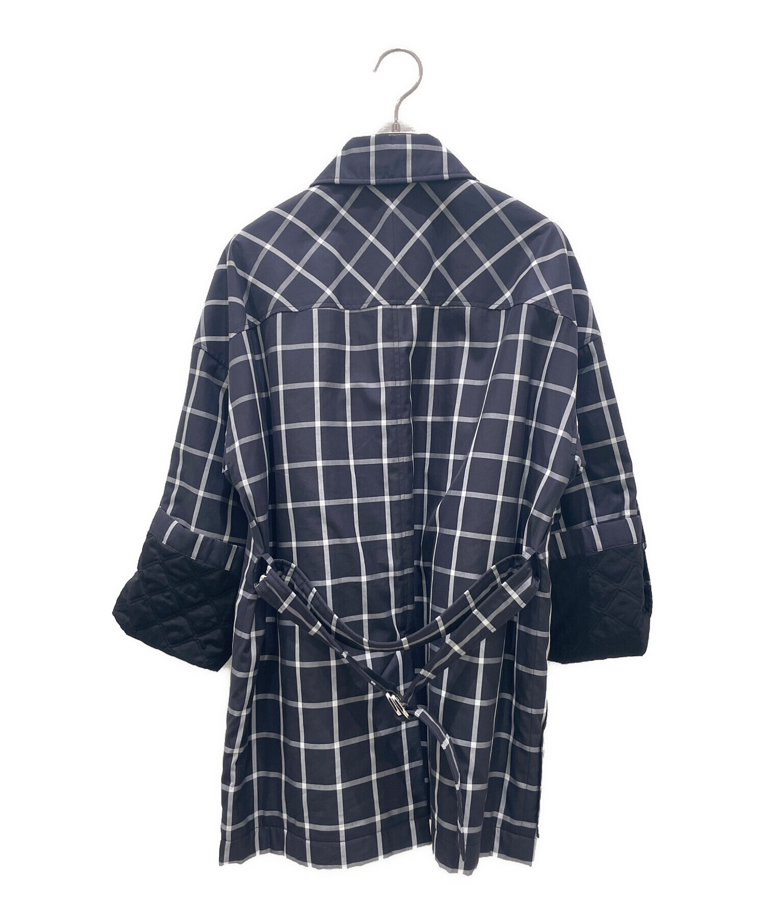 中古・古着通販】HERMES (エルメス) 中綿チェックジャケット ネイビー 