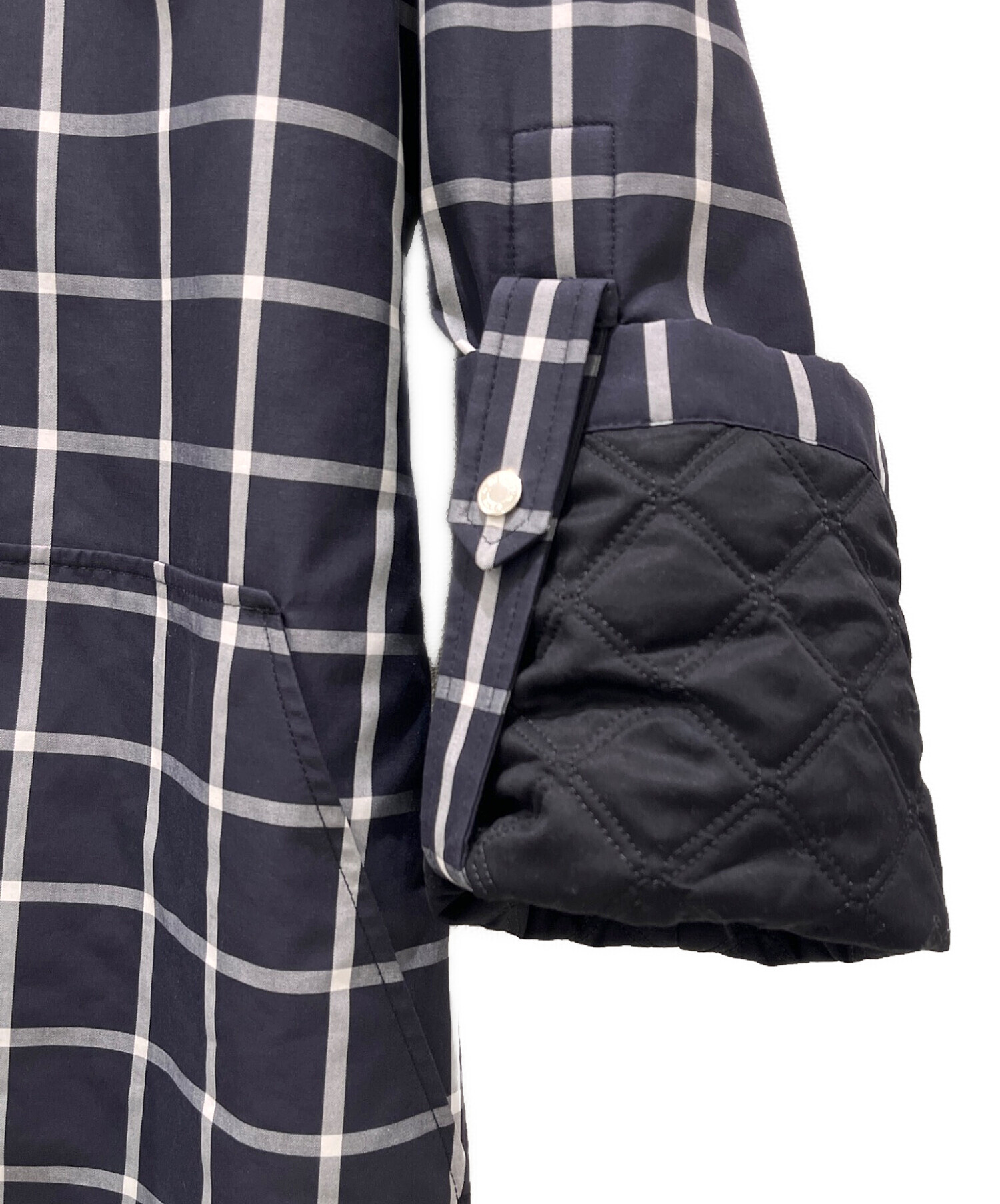 中古・古着通販】HERMES (エルメス) 中綿チェックジャケット ネイビー 