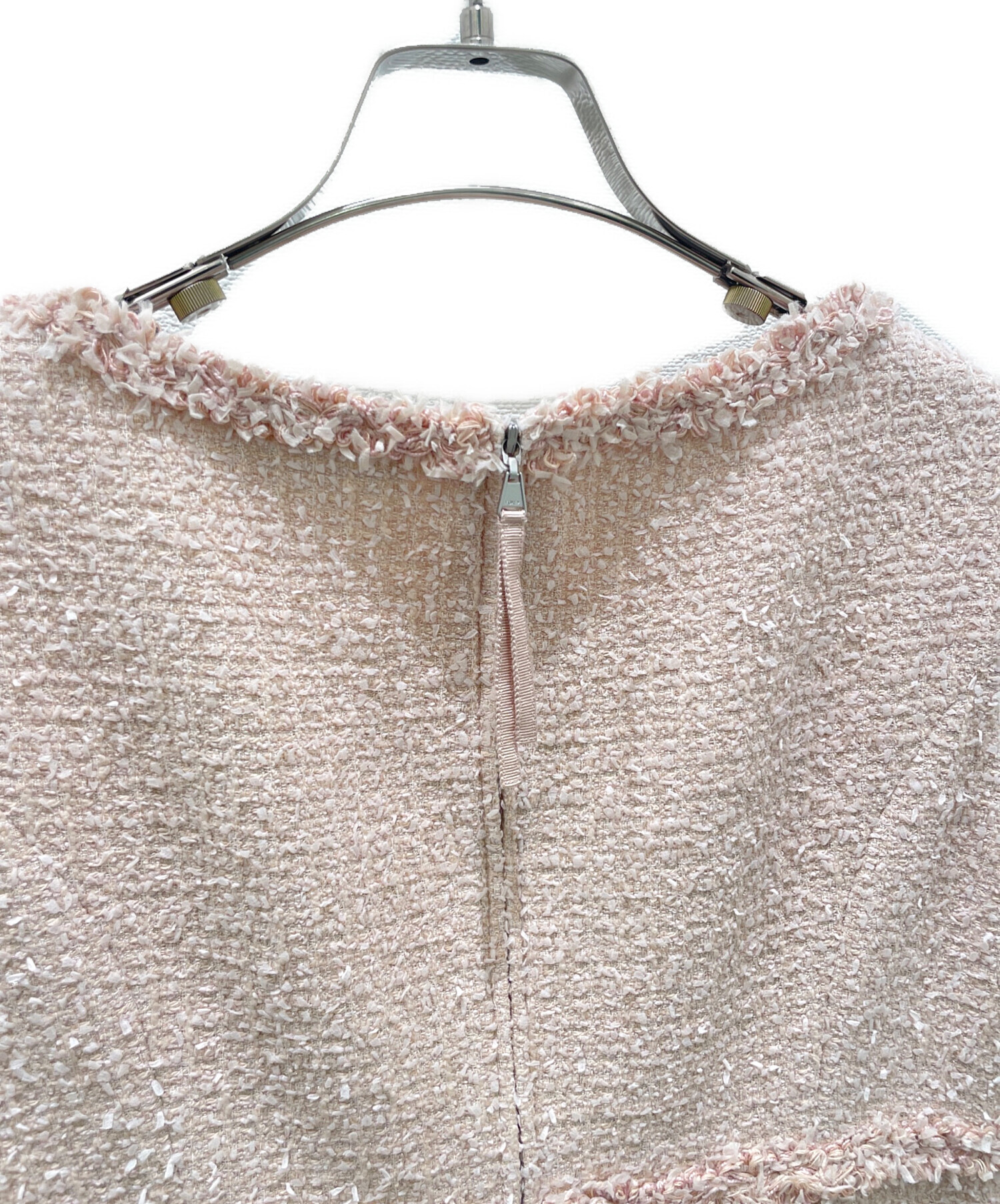 【新品タグ付き】40 　フォクシー　シルク100%　ココア色　ツィードワンピース 中古・古着通販】FOXEY (フォクシー) Dress Linette/ツイード