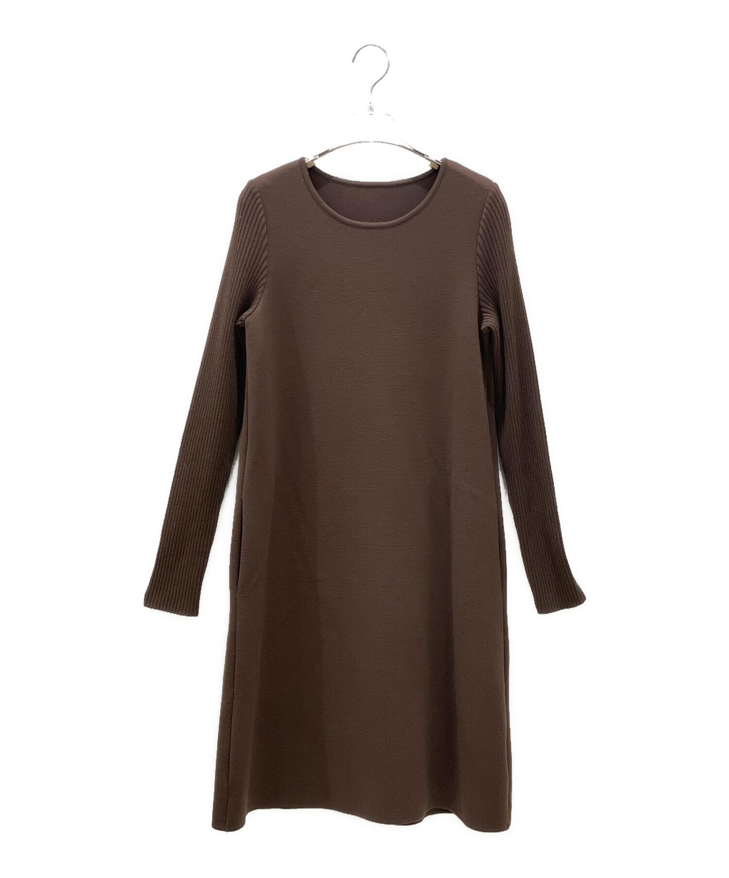 中古・古着通販】FOXEY (フォクシー) ニットワンピース ブラウン