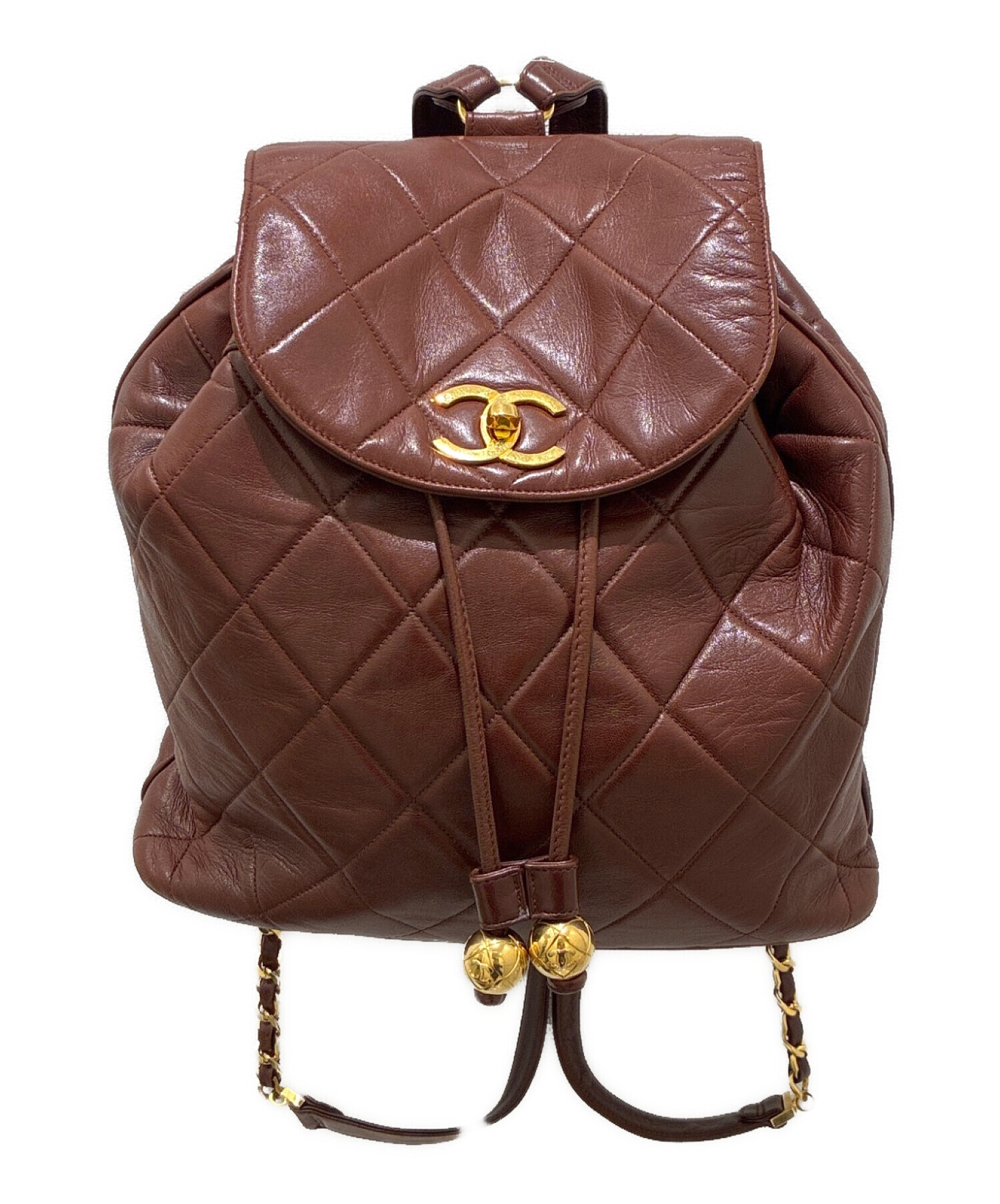 CHANEL シャネル　マトラッセ　リュックサック　ダークブラウン ゴールド 中古・古着通販】CHANEL (シャネル) マトラッセリュックサック