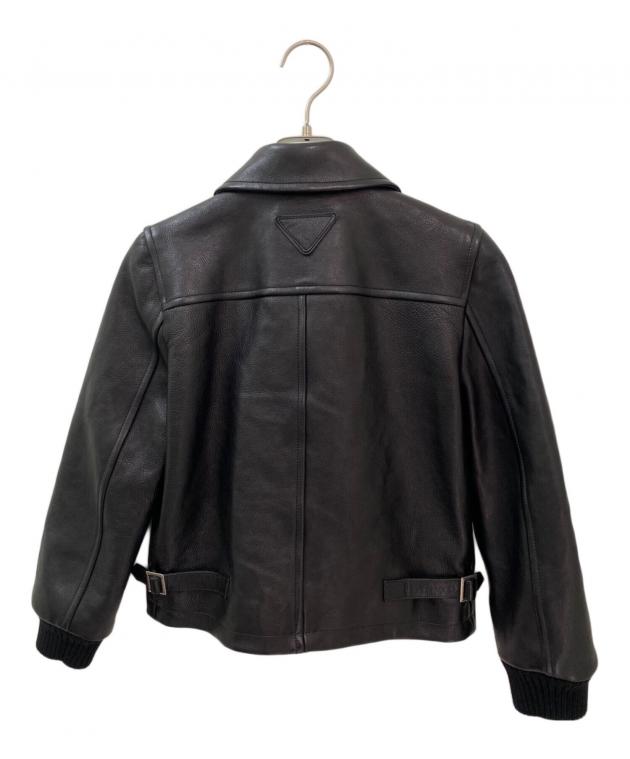 中古・古着通販】PRADA (プラダ) レザージャケット ブラック サイズ:36
