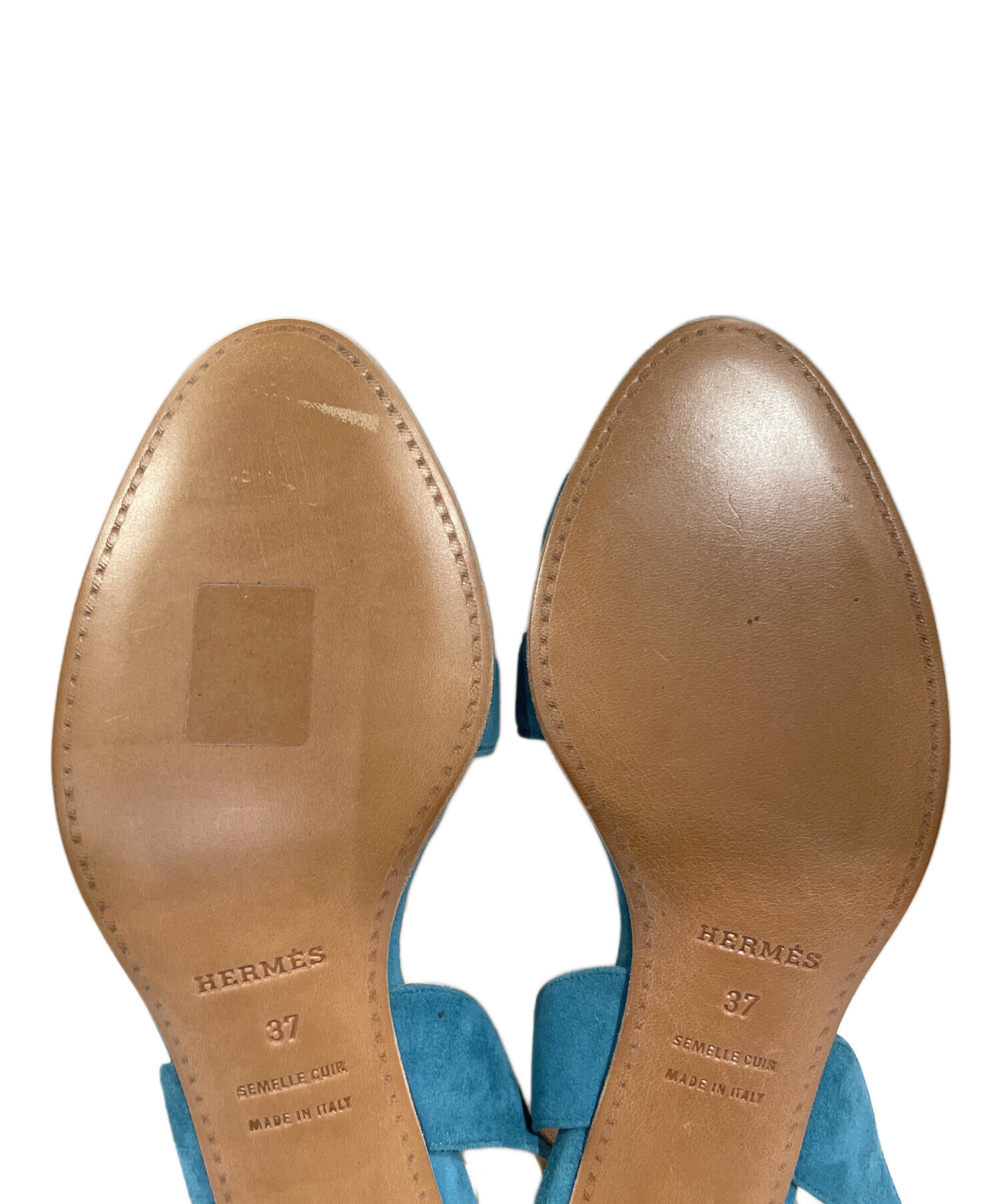 HERMES スウェード ミュールサンダル 中古・古着通販】HERMES (エルメス) スウェードサンダル ブルー サイズ