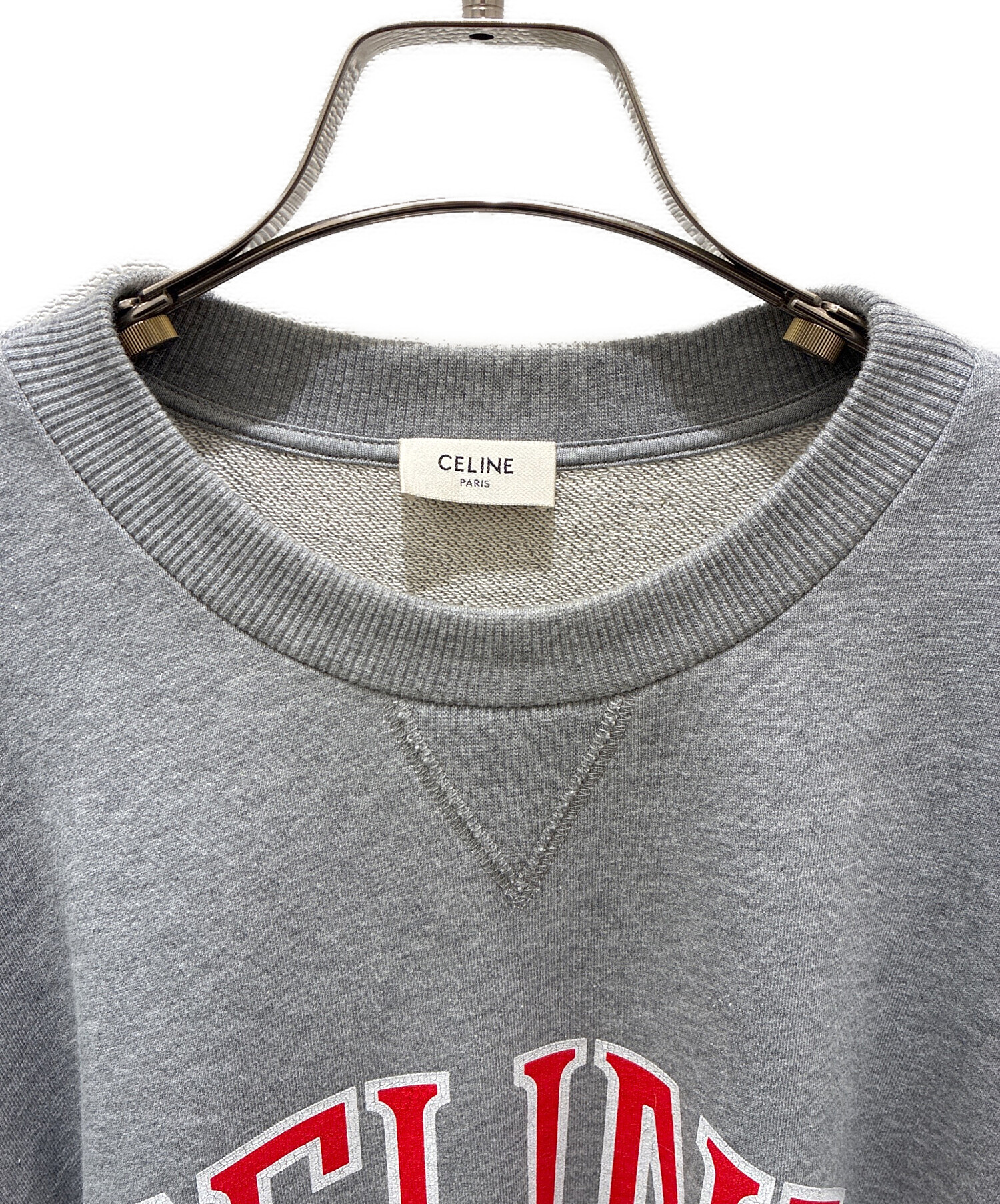 【美品】セリーヌ　ルーズ スウェットシャツ　サイズM グレー 中古・古着通販】CELINE (セリーヌ) ロゴ ルーズフィット スウェット