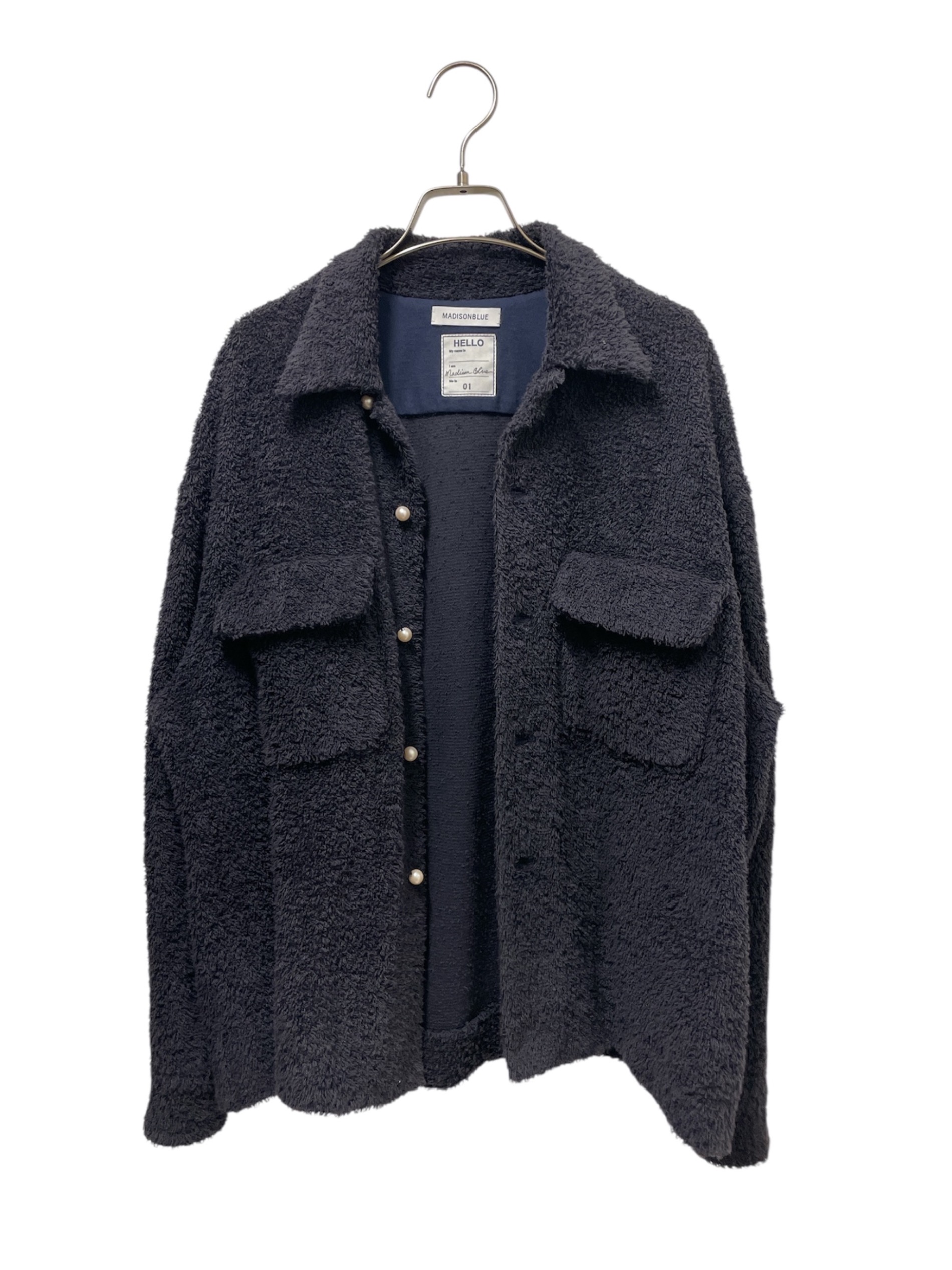 マディソンブルー　マダムシャツ　ウォッシュドアウト　ネイビー　古着加工　XS マディソンブルー コットンマダムシャツ ブラウス 長袖 レギュラー