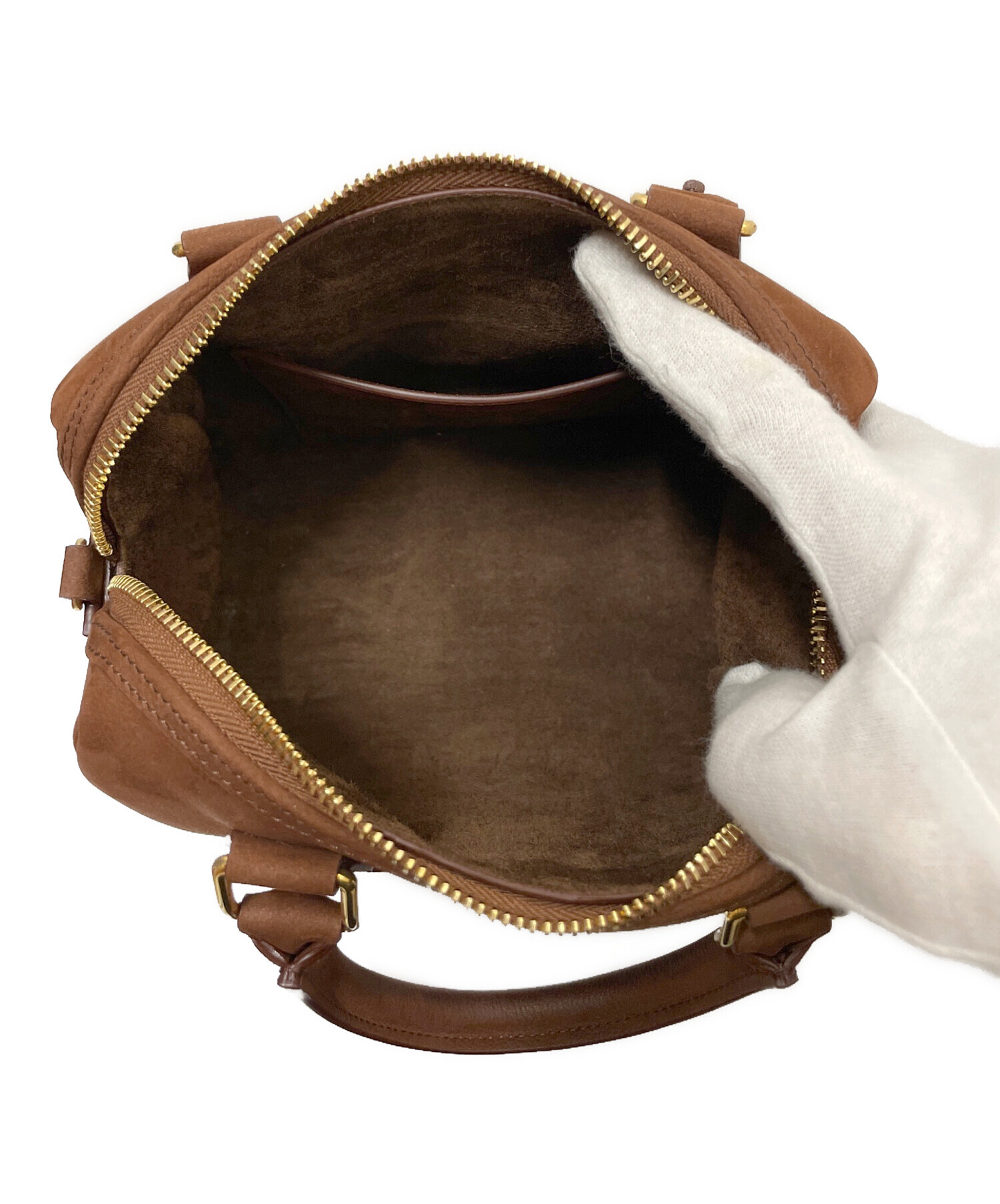 CELINE ブラウン ショルダーバッグ スモールボストン 中古・古着通販】CELINE (セリーヌ) スモールボストン ブラウン