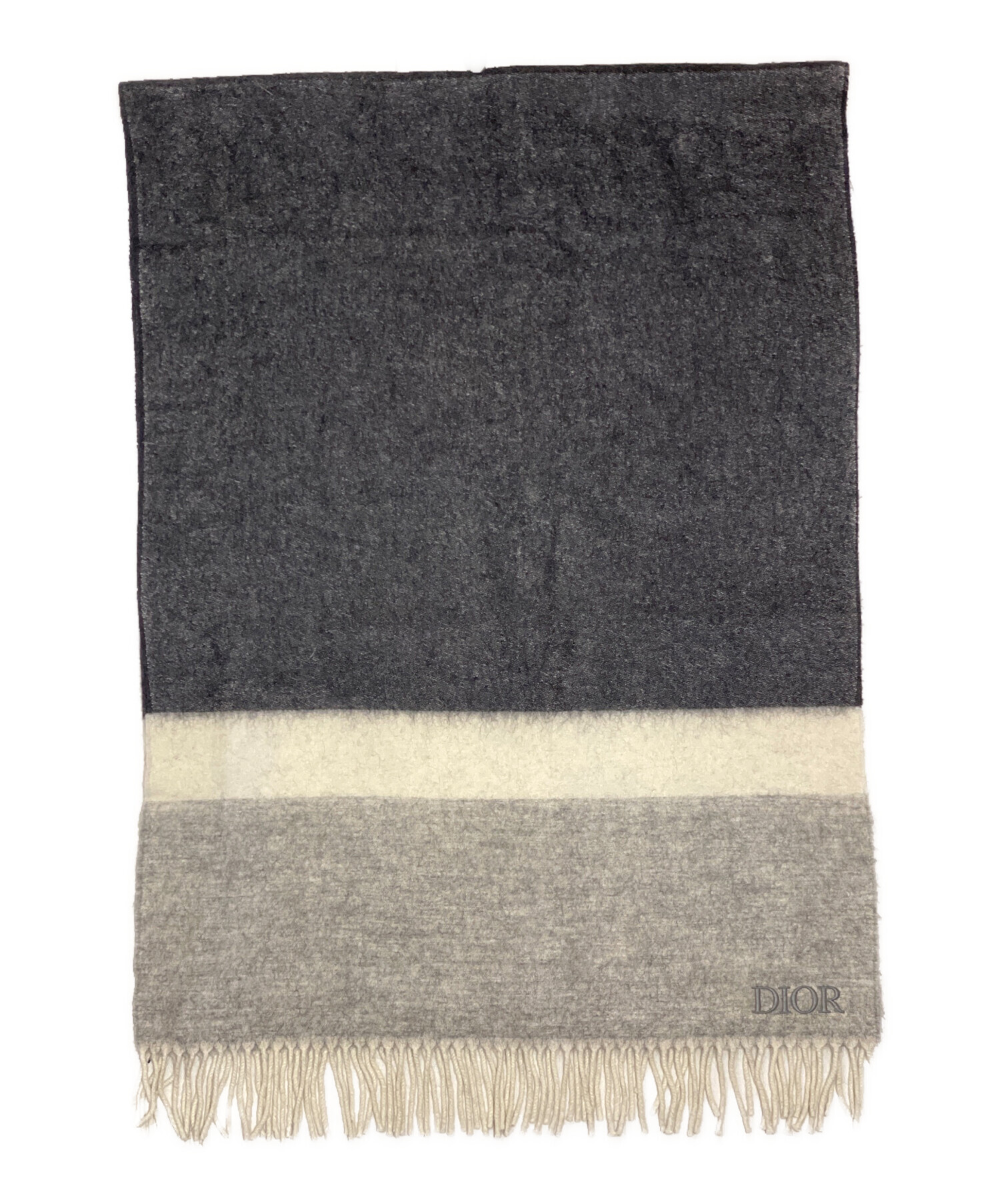 中古・古着通販】Dior (ディオール) ロゴマフラー グレー×ブラック