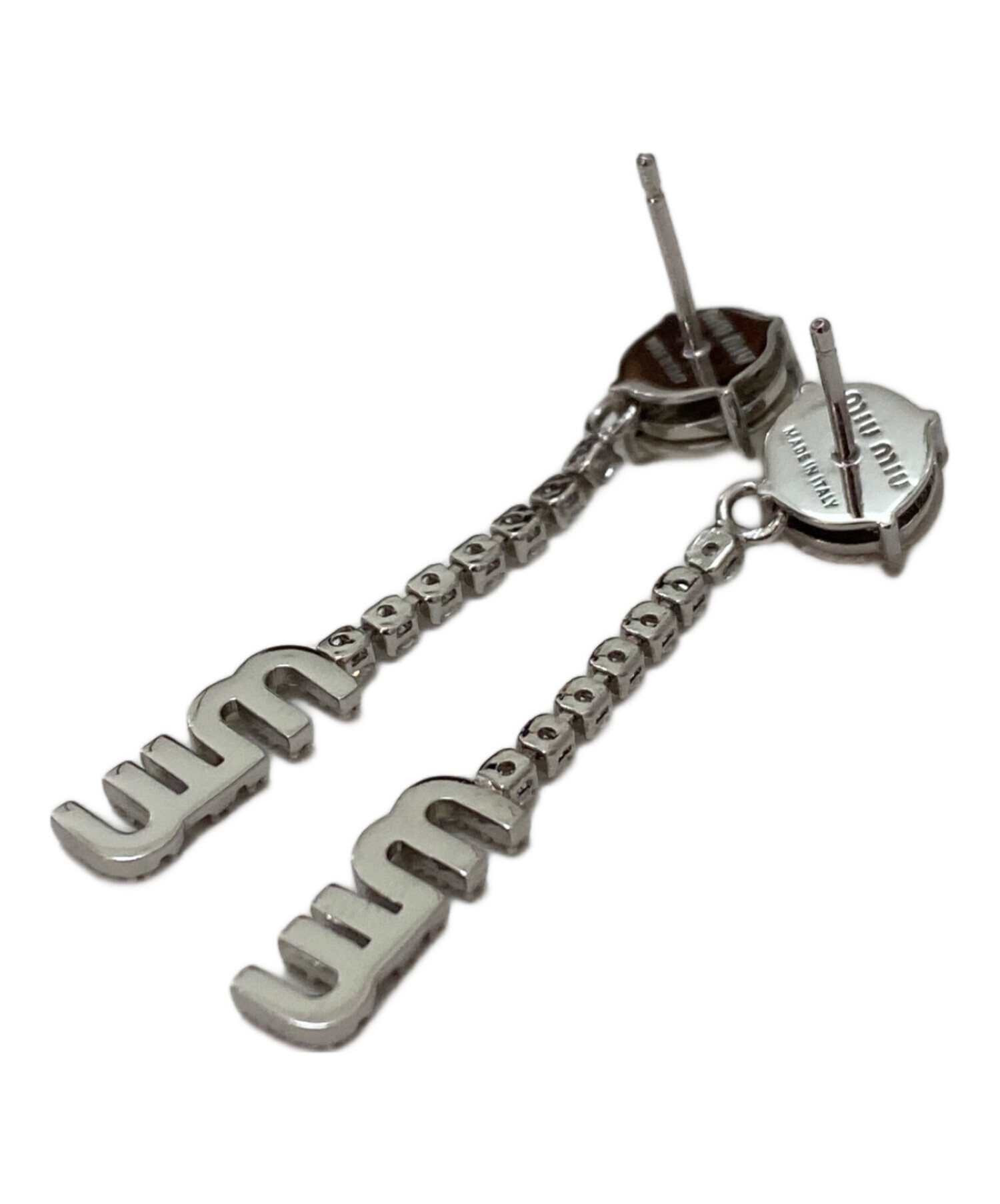 中古・古着通販】MIU MIU (ミュウミュウ) クリスタル付 メタル ピアス