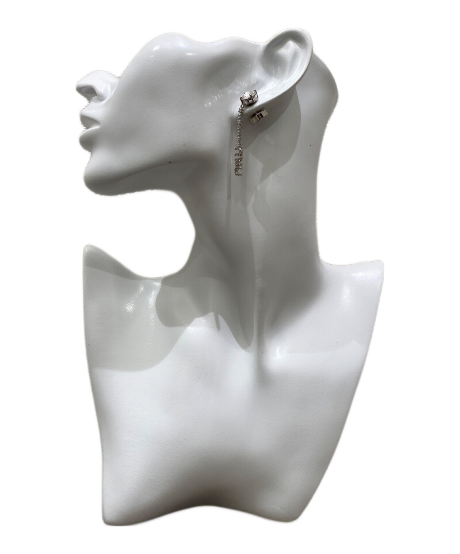 超美品MIU MIU ミュウミュウ ピアス シルバー ミュウミュウ MIU MIU PIERCED EARRINGS クリスタル付 メタル ピアス