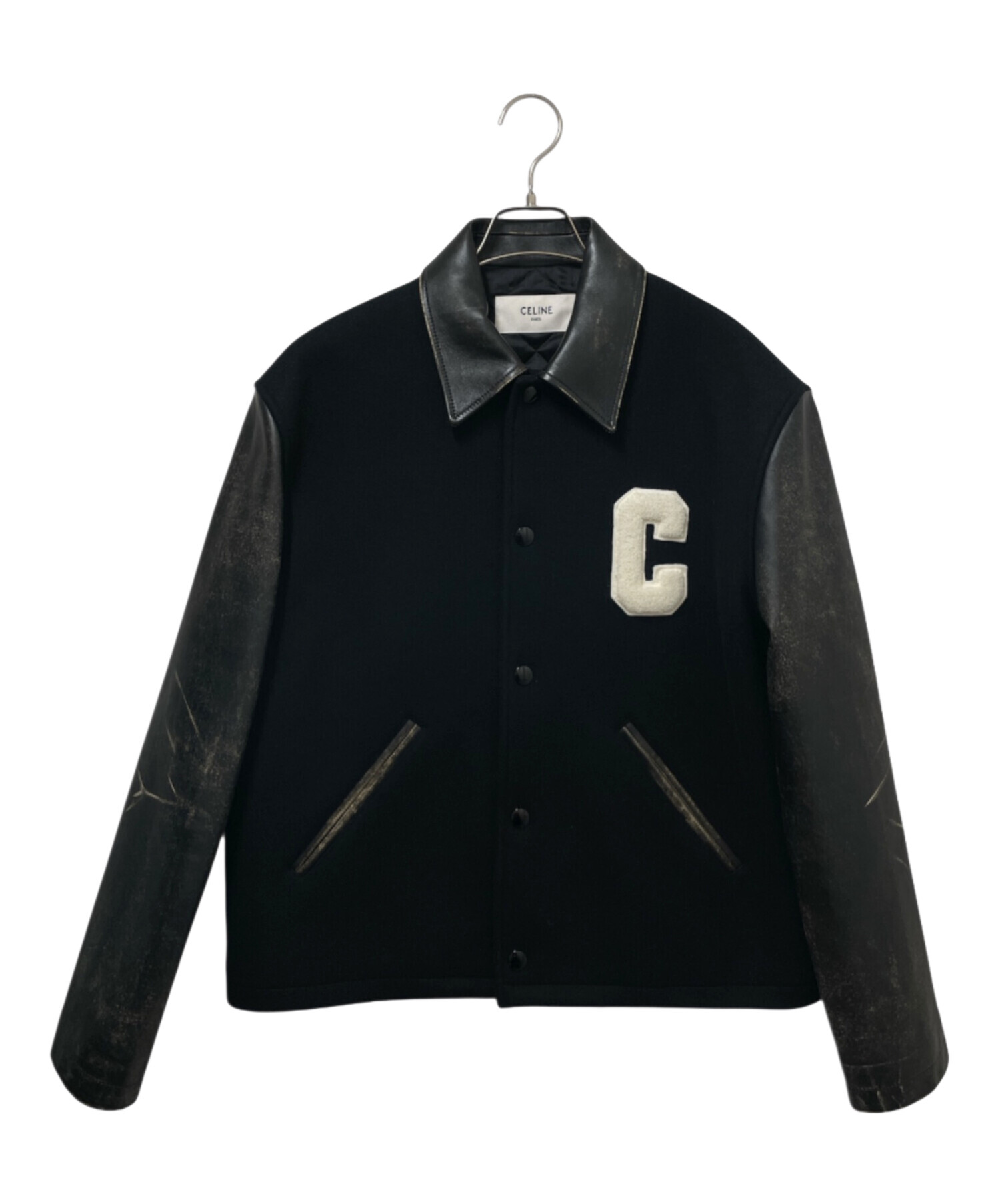 CELINE エディ期 ロゴプリント テディジャケット ナイロン ブラック 46 CELINE エディ期 ロゴプリント テディジャケット ナイロン ブラック 46