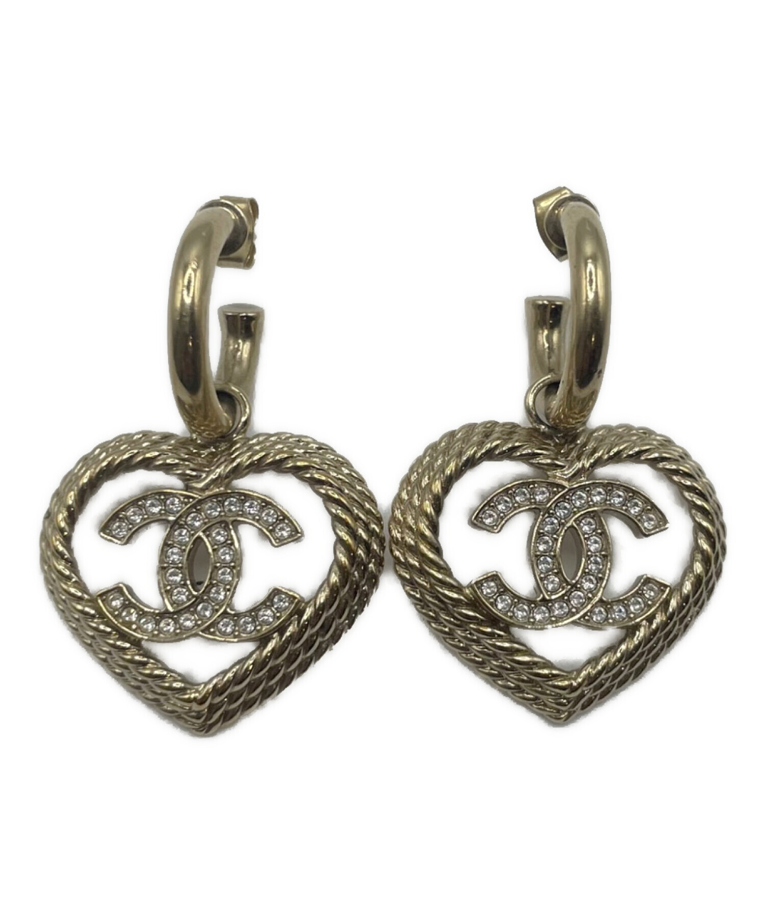 シャネル ココマーク ピアス ラインストーン 　ゴールド&ブラック未使用　超美品 中古・古着通販】CHANEL (シャネル) ラインストーンココマークピアス