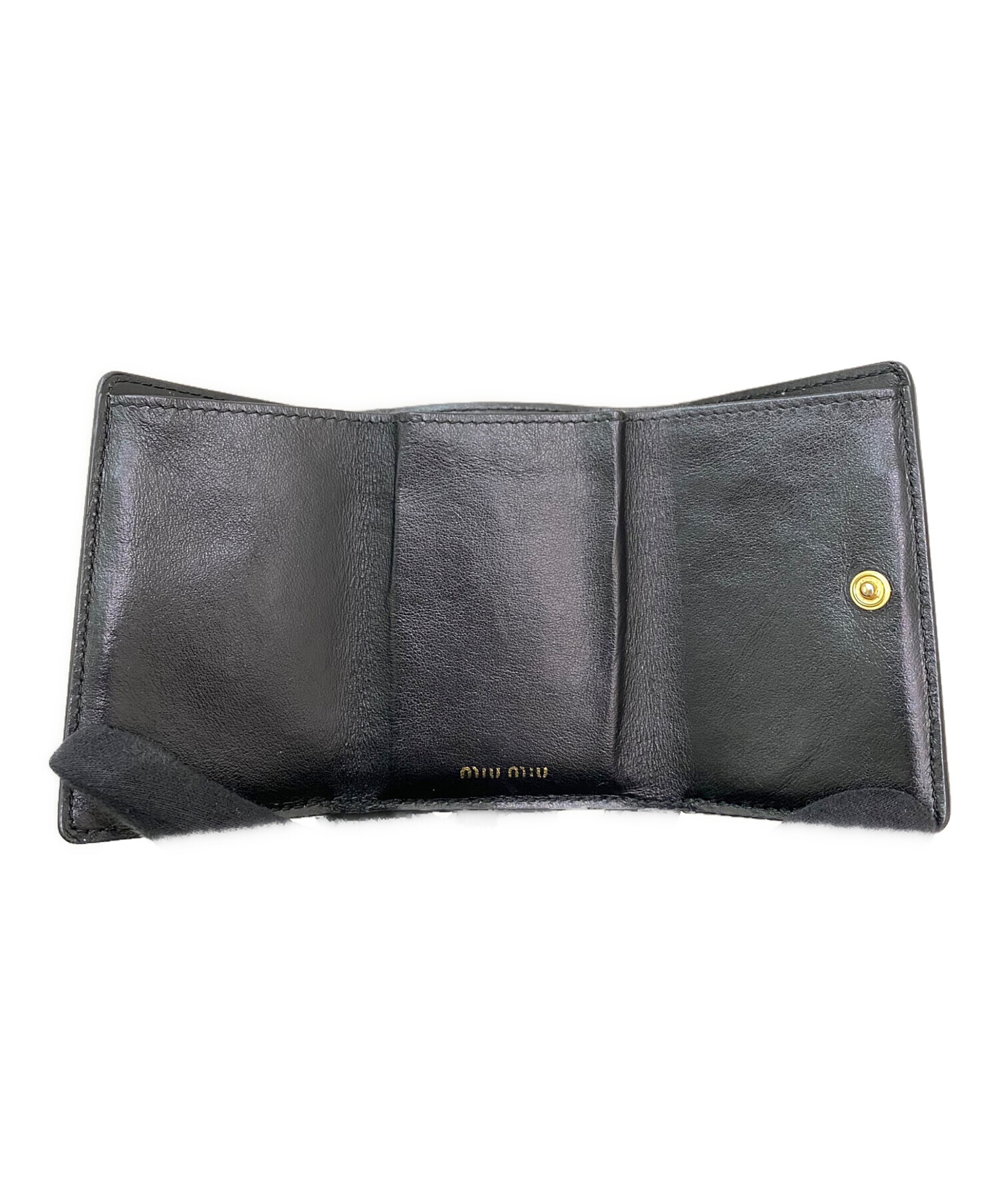 中古・古着通販】MIU MIU (ミュウミュウ) 3つ折り財布 ブラック