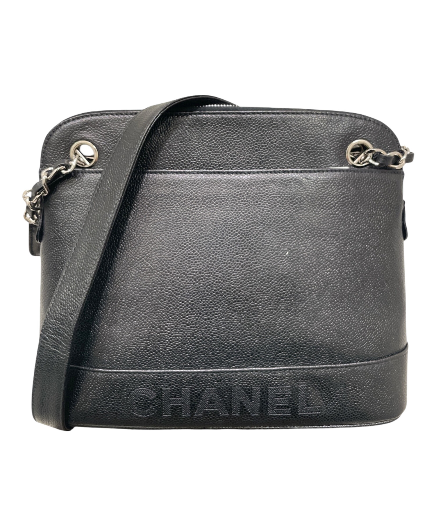 スーパージャンク品CHANEL ブラックレザー ショルダーバッグ Chanel ブラック レザー ショルダーバッグ 訳あり Chanel ブラック