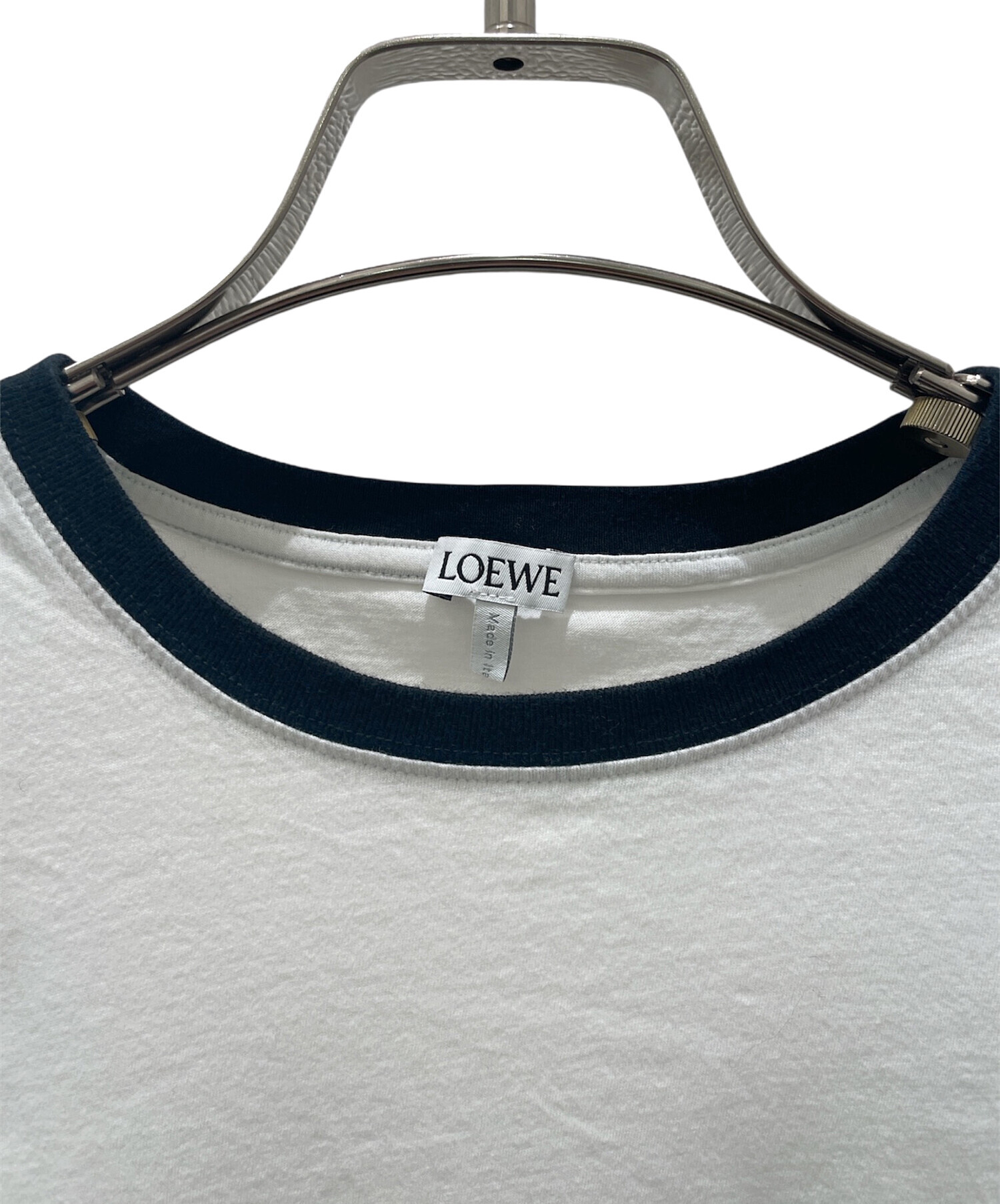 美品 LOEWE ロエベ バックアナグラム刺繍 ボーダー柄 Tシャツ サイズS マルチカラー レディース 古着 中古 USED 中古・古着通販】LOEWE (ロエベ) アナグラムロゴ刺繍Tシャツ ホワイト