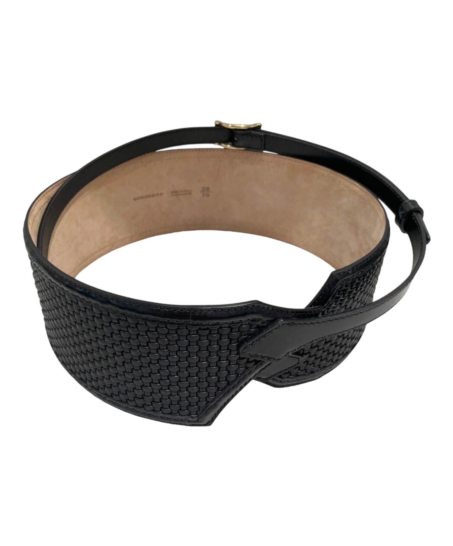 BURBERRY レザーベルト 黒 中古・古着通販】BURBERRY (バーバリー) レザーベルト サイズ:28/70