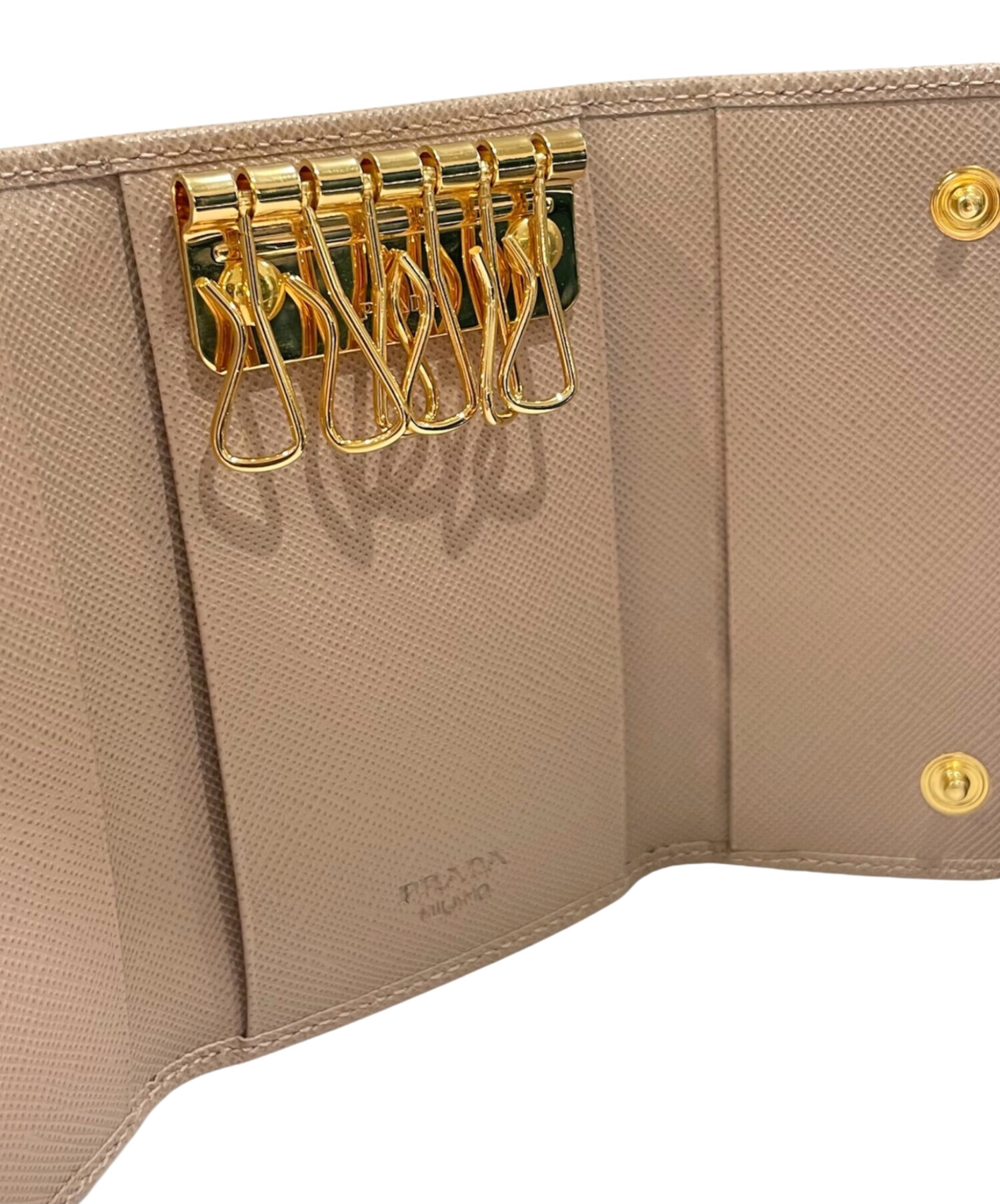 【中古】プラダ6連キーケース　珍しい千鳥格子柄 中古・古着通販】PRADA (プラダ) 6連キーケース ピンク｜ブランド