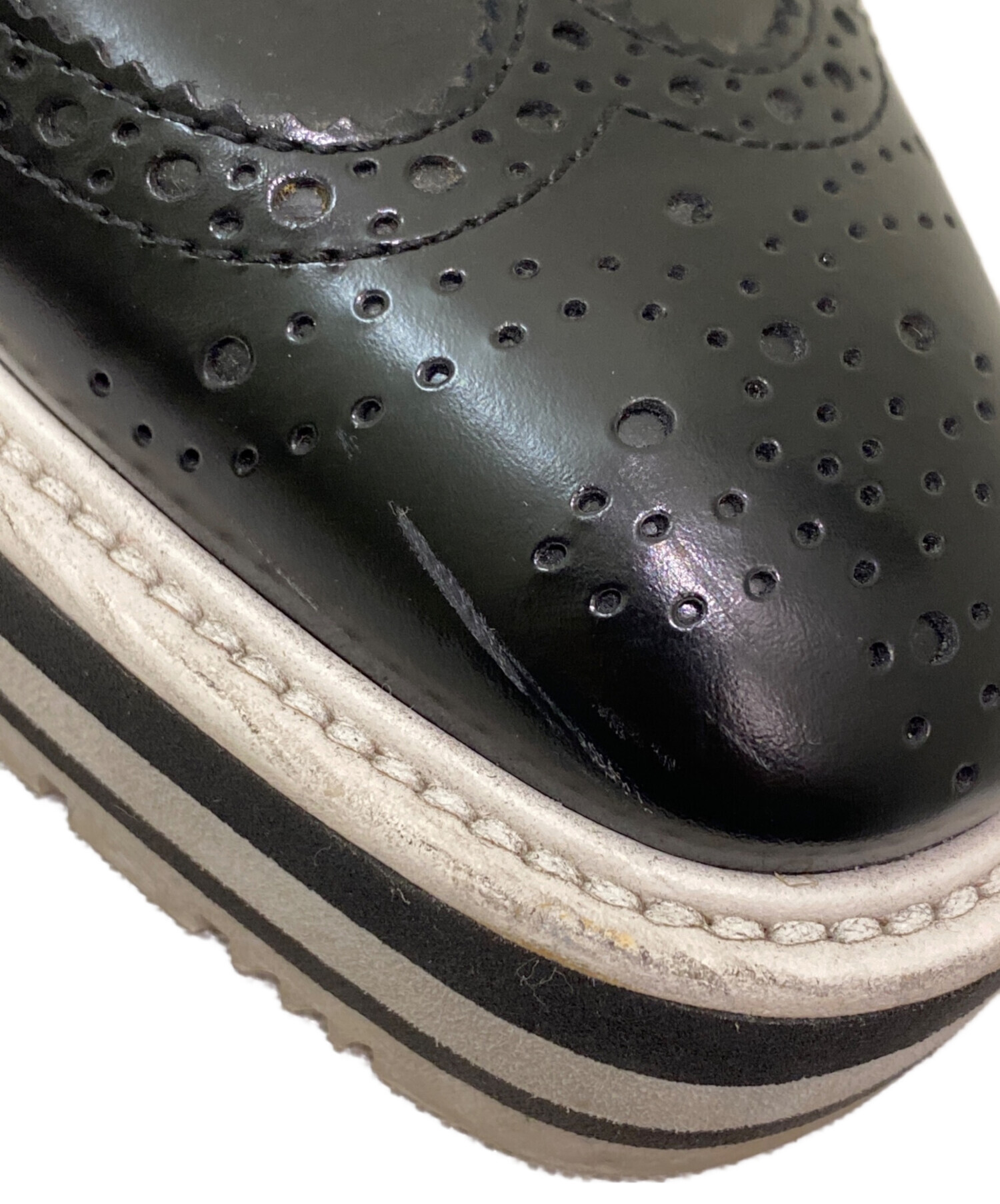 中古・古着通販】PRADA (プラダ) 厚底レースアップレザーシューズ
