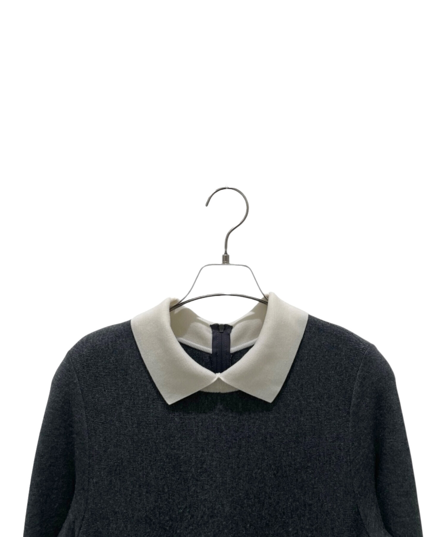 フォクシー　ニットワンピース　ウール100% ロゴプレート　グレー　38 フレア 中古・古着通販】FOXEY (フォクシー) Knit Dress “Audrey”/ニット