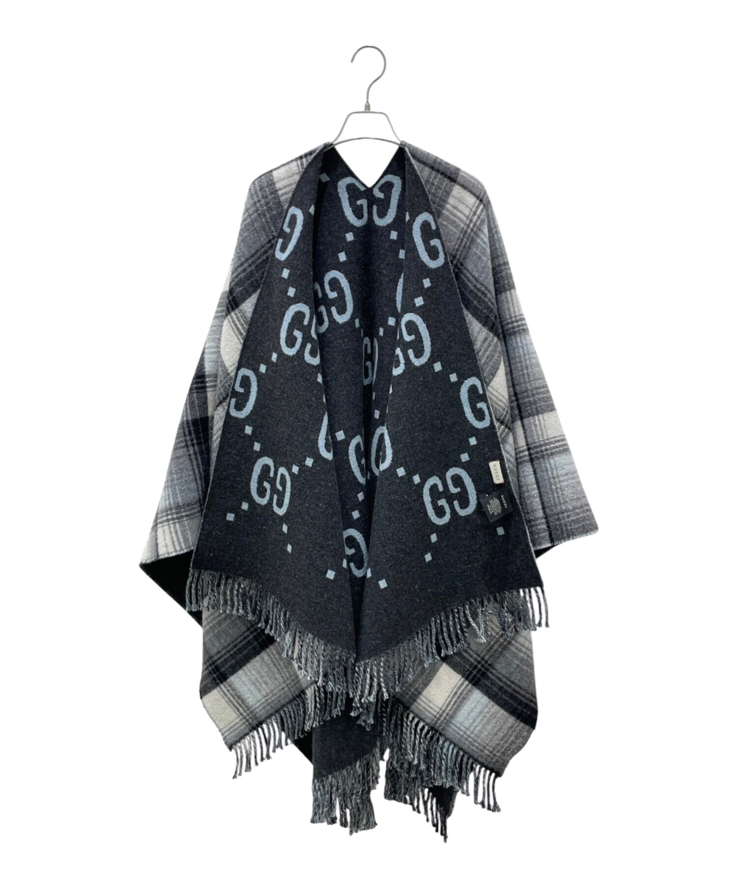 GUCCI リバーシブル　ポンチョ　ケープ 中古・古着通販】GUCCI (グッチ) リバーシブルポンチョケープ グレー