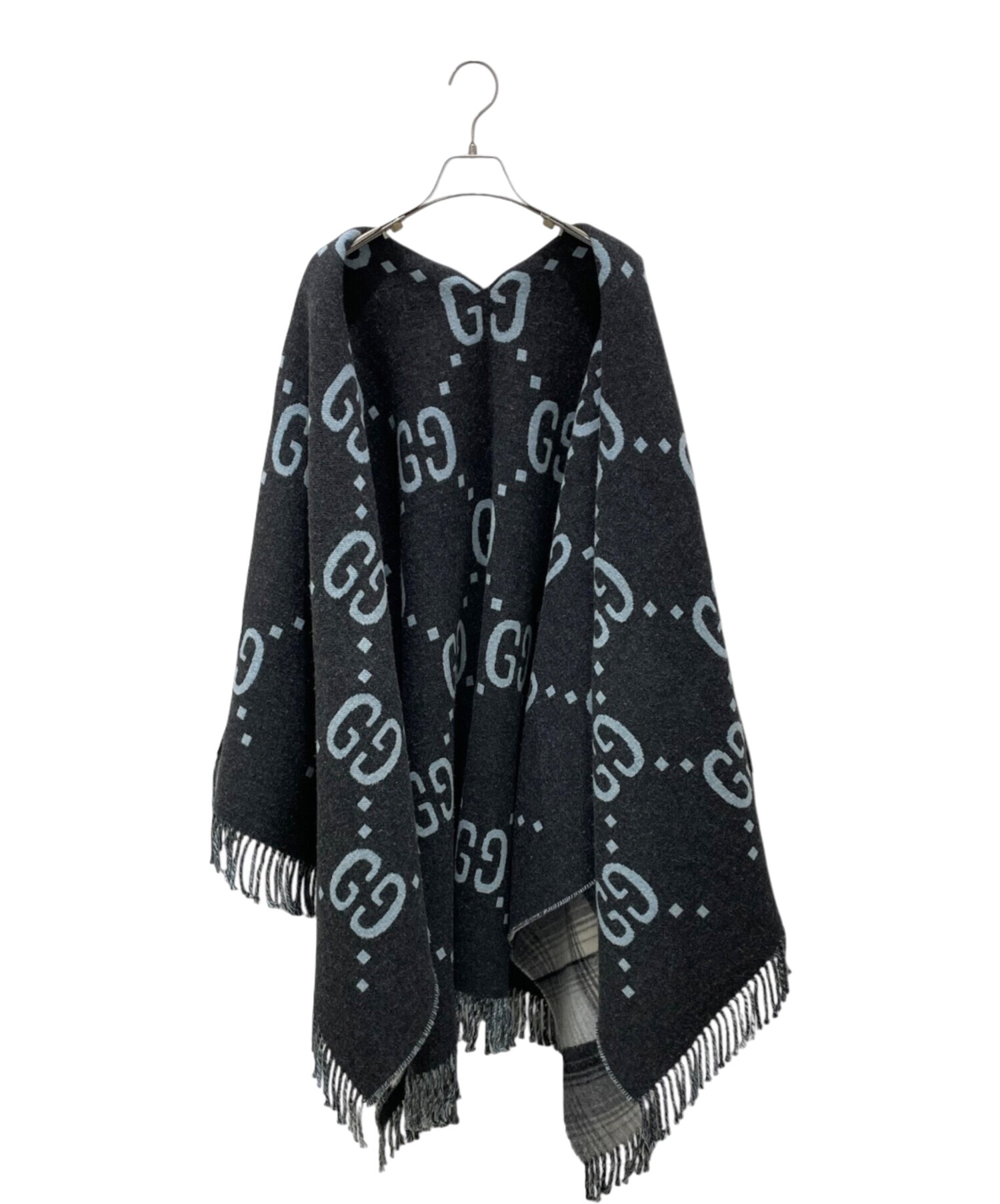 中古・古着通販】GUCCI (グッチ) リバーシブルポンチョケープ グレー