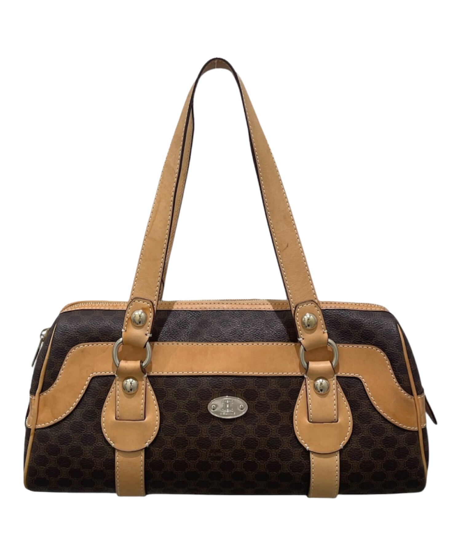 中古・古着通販】CELINE (セリーヌ) マカダム柄ハンドバッグ ブラウン