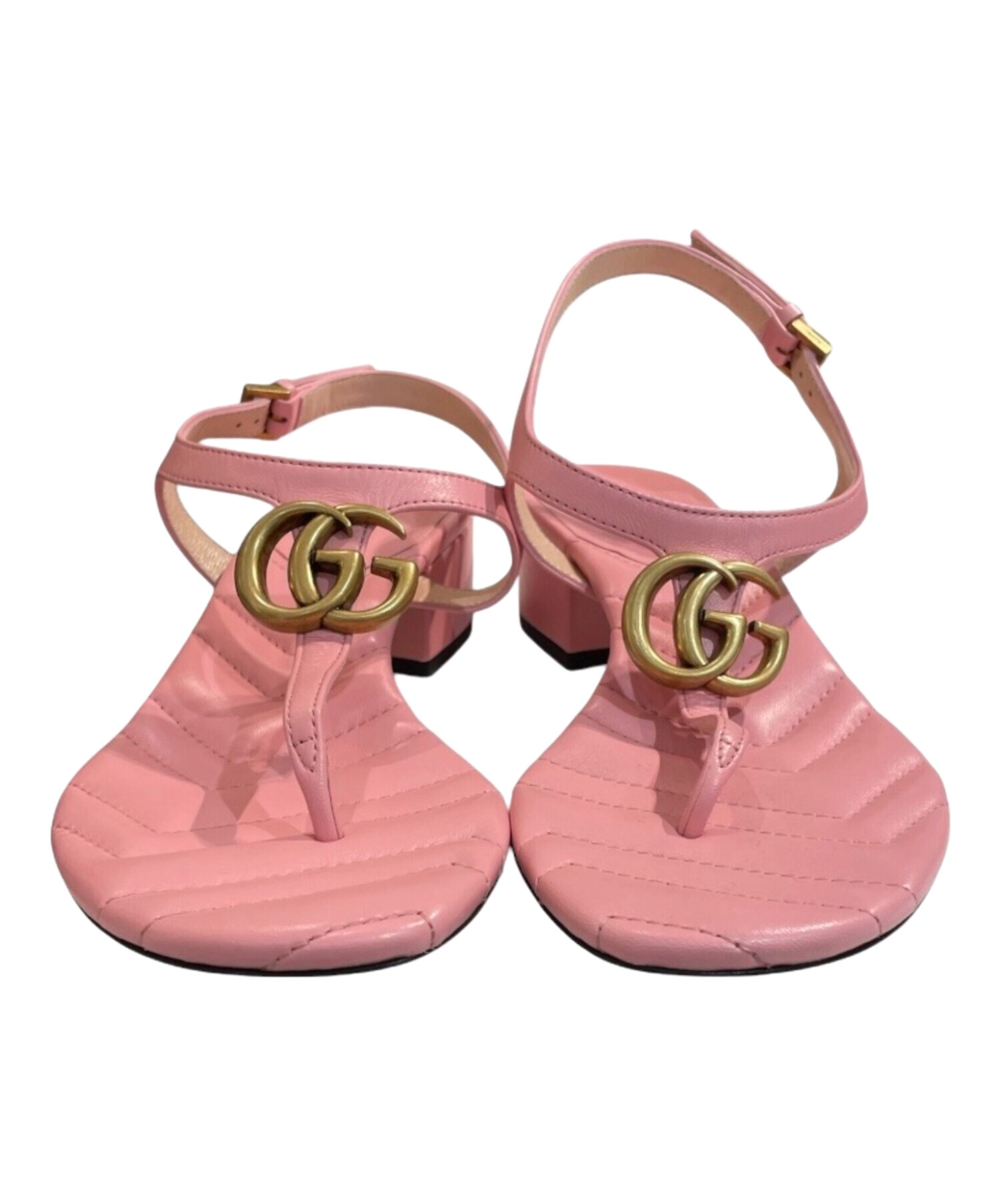 中古・古着通販】GUCCI (グッチ) GGマーモントレザーサンダル ピンク