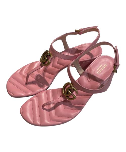 中古・古着通販】GUCCI (グッチ) GGマーモントレザーサンダル ピンク