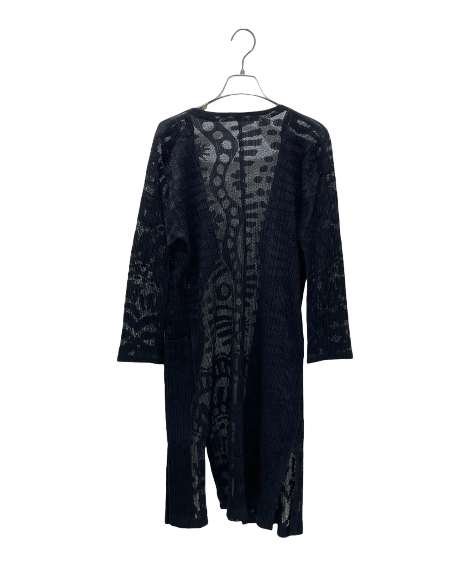PLEATS PLEASE ブラックロングカーディガン 中古・古着通販】PLEATS PLEASE (プリーツプリーズ) ロング