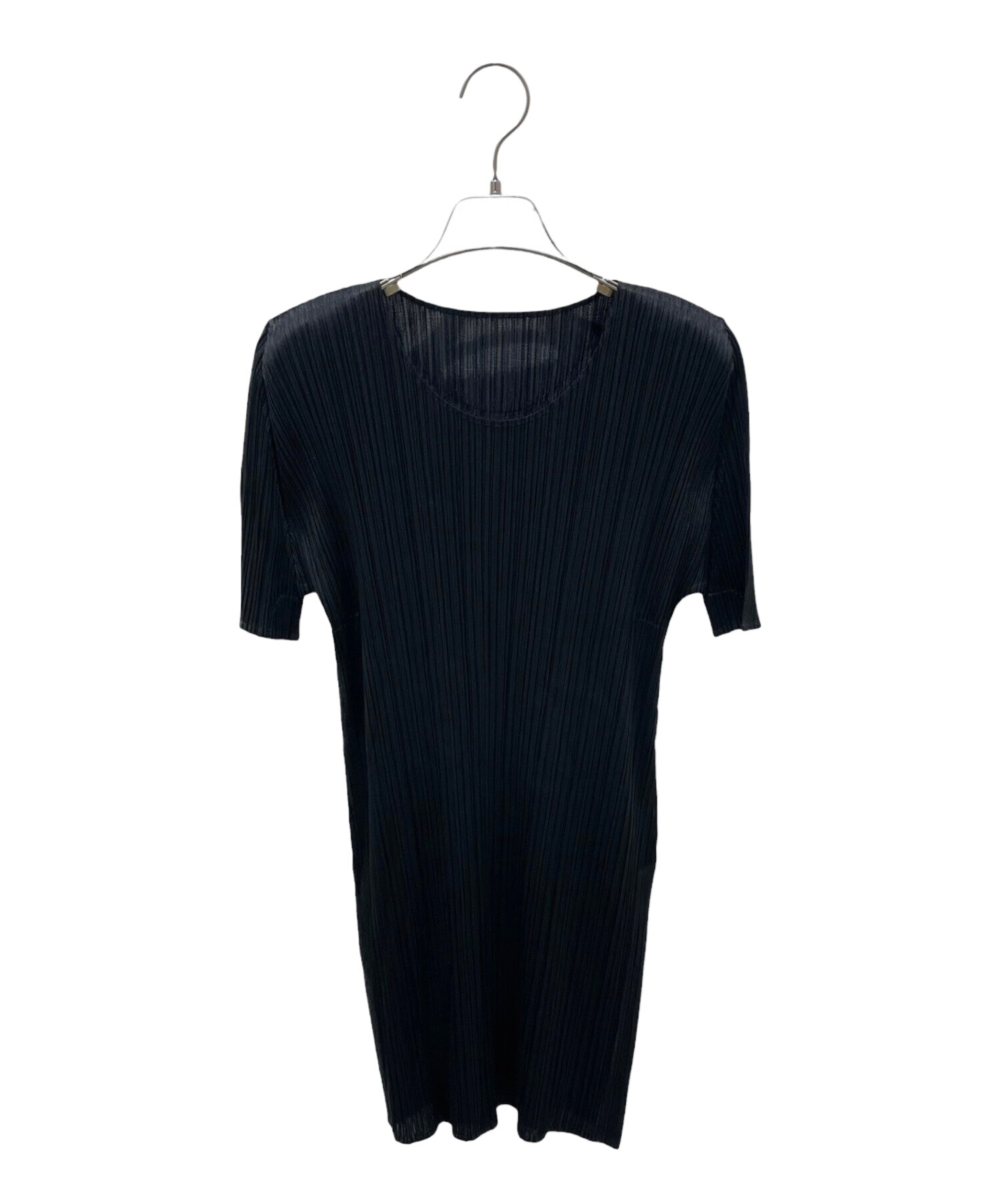 美品 PLEATS PLEASE 襟あり プリーツ カットソー 半袖 ブラック 中古・古着通販】PLEATS PLEASE (プリーツプリーズ) プリーツ半袖