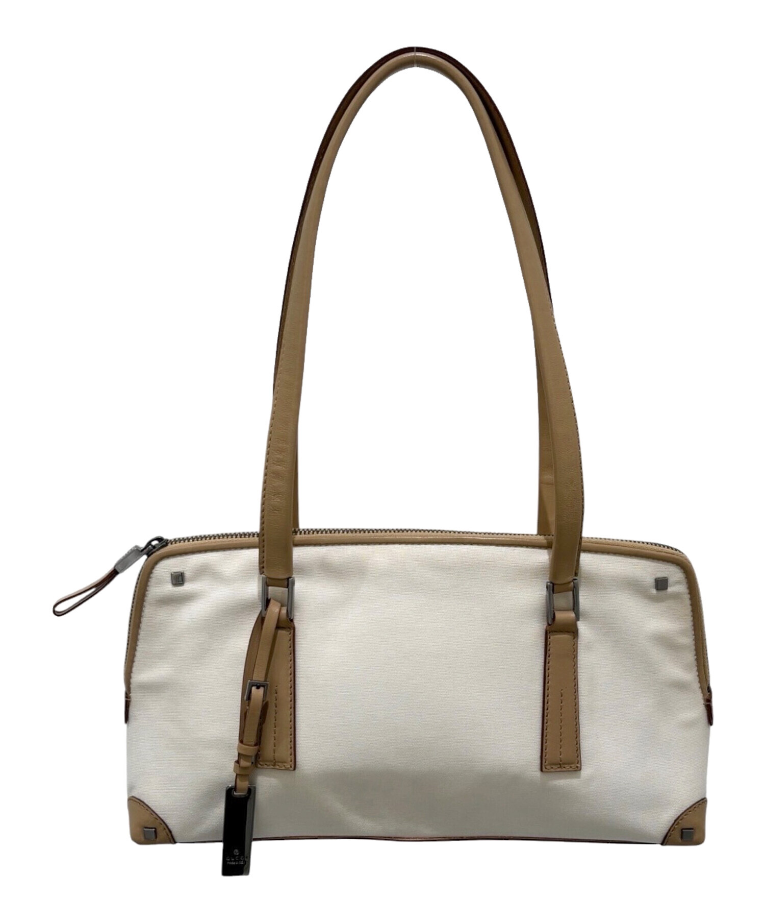 レアヴィンテージGUCCI ハンドバッグ リング キャンバス レザーグッチ 中古・古着通販】GUCCI (グッチ) キャンバス レザーハンドバッグ